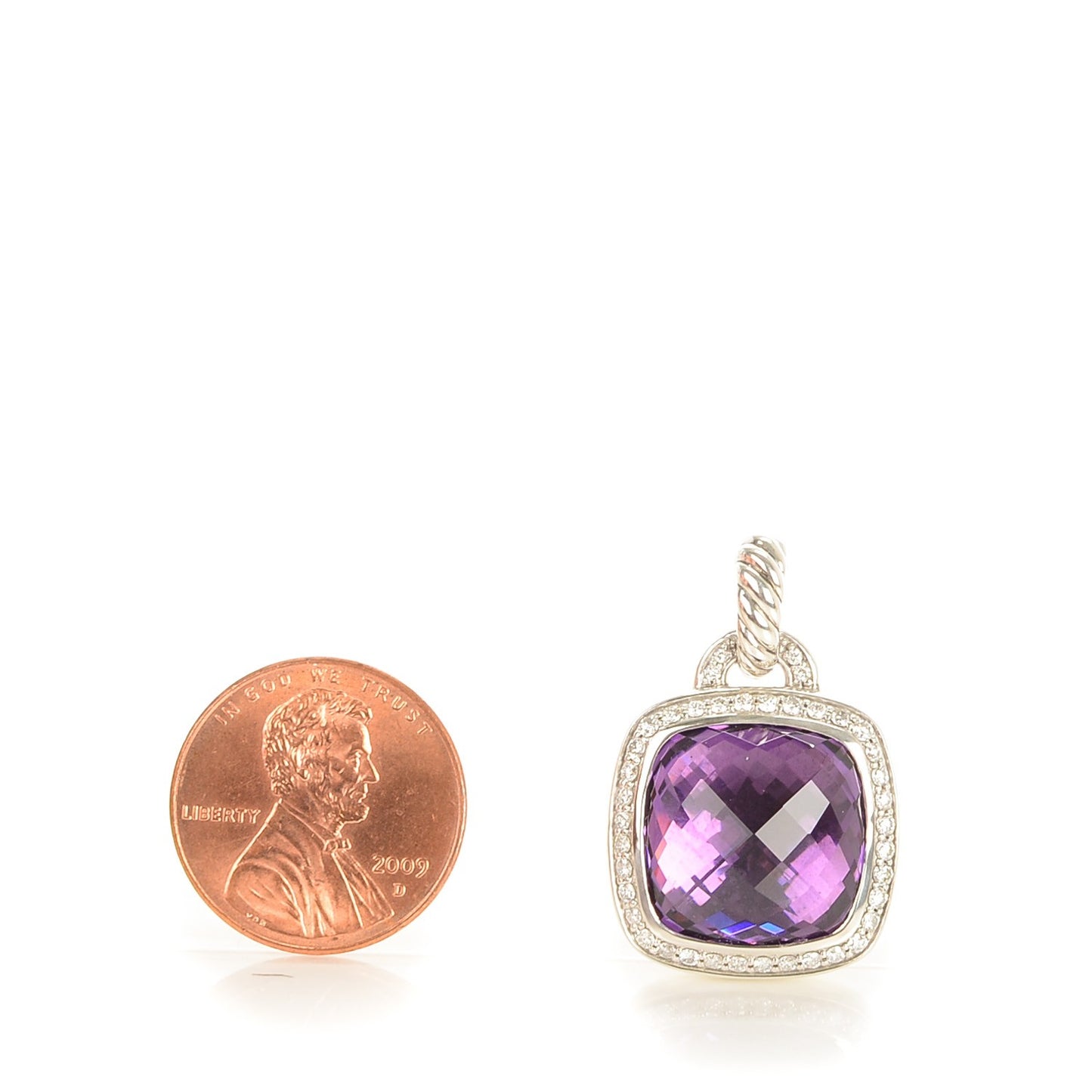 Sterling Silver Diamond Amethyst 14mm Albion Enhancer Pendant