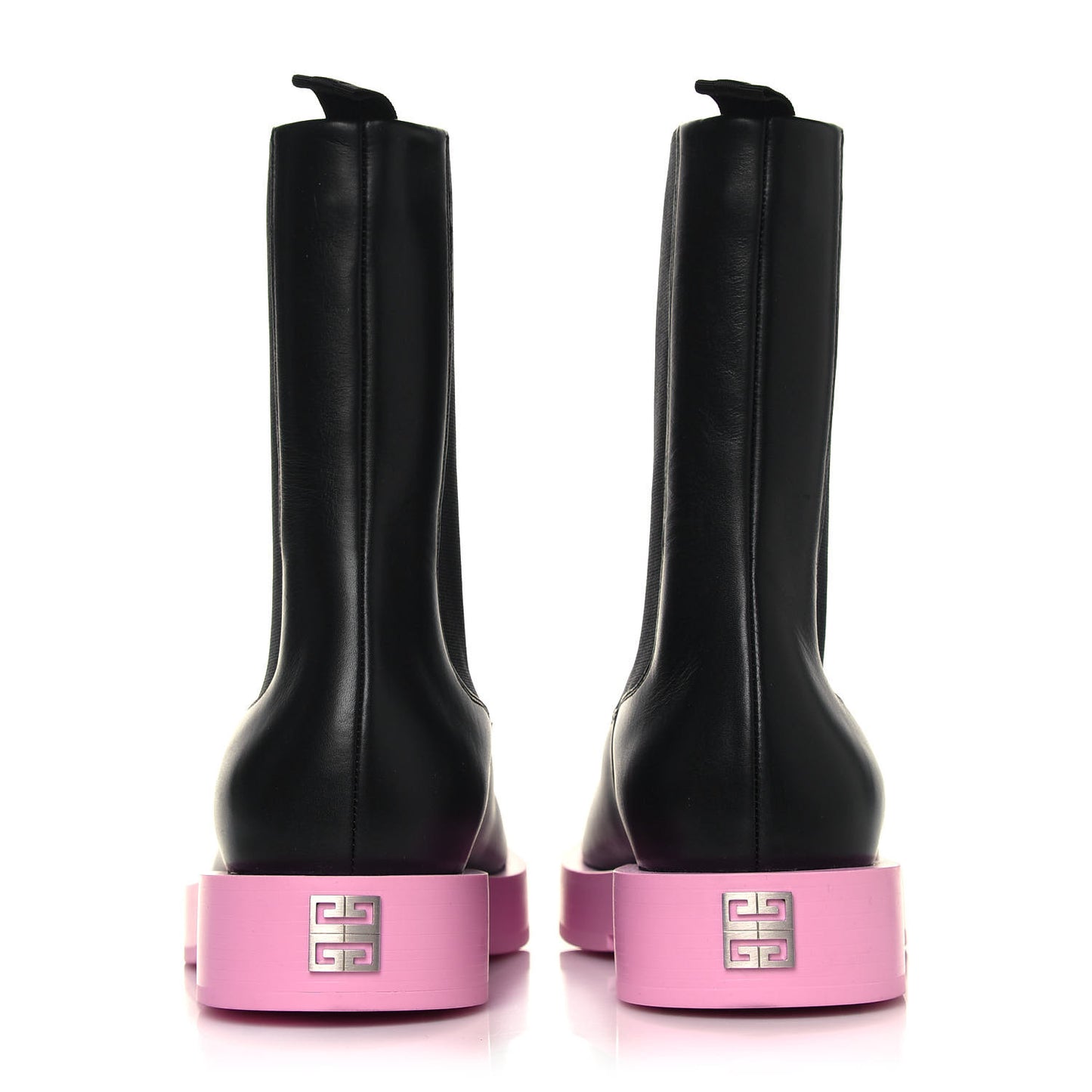 Calfskin Squared Ankle Boots 40 Black Pink