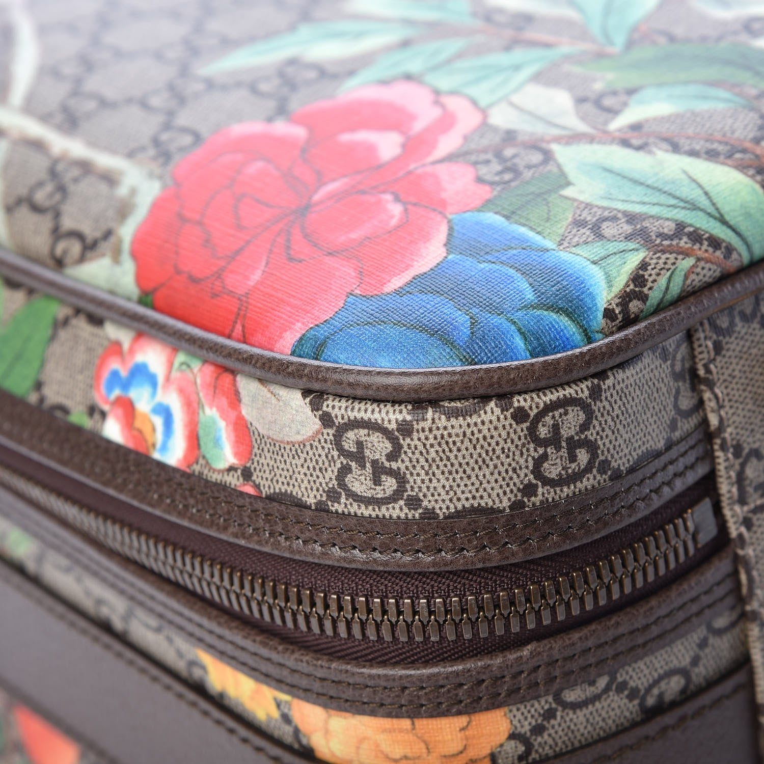 Gucci GG Supreme Monogram Tian Web Suitcase Beige Multicolor New Acero 9 of 12