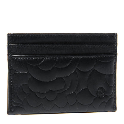 Chanel Lambskin Camellia Embossed Card Holder Black 3 of 9