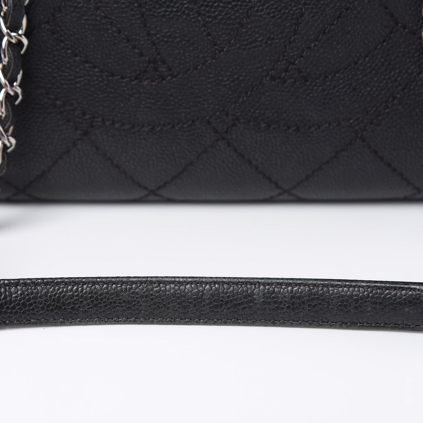 Caviar Quilted Deauville Bowling Bag Black