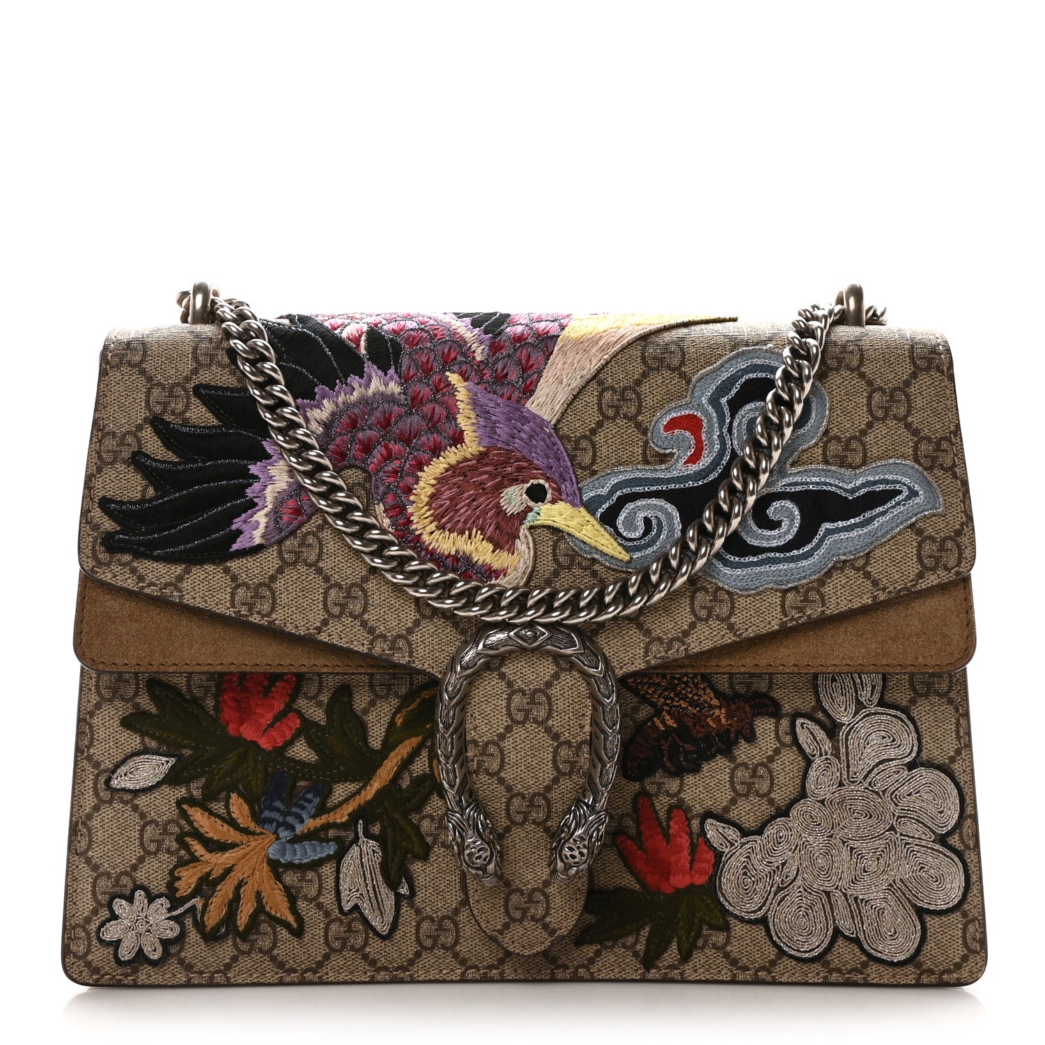 Gucci GG Supreme Monogram Embroidered Medium Dionysus Shoulder Bag Taupe 1 of 10
