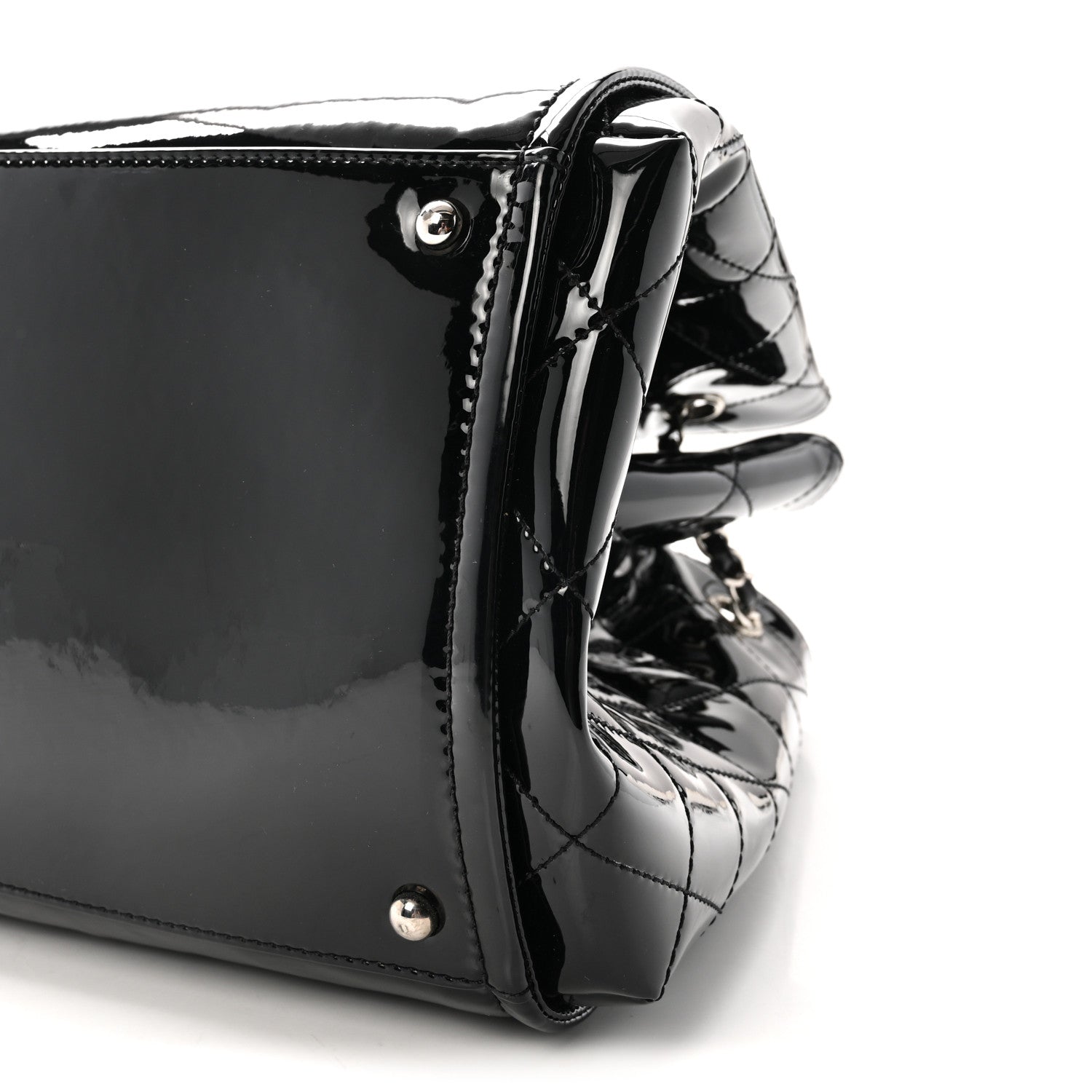 Chanel Vinyl Lipstick Ligne Accordion Tote Black 10 of 10