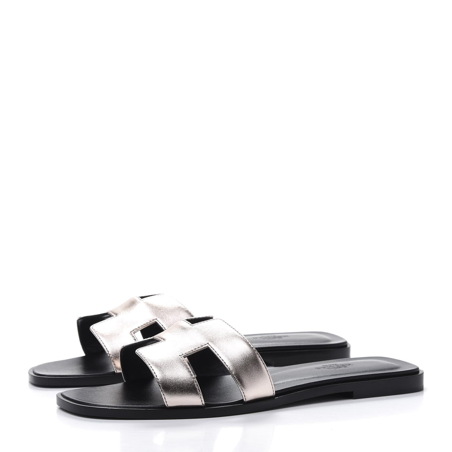 Hermes Metallic Calfskin Oran Sandals 39.5 Rose Dore 3 of 9