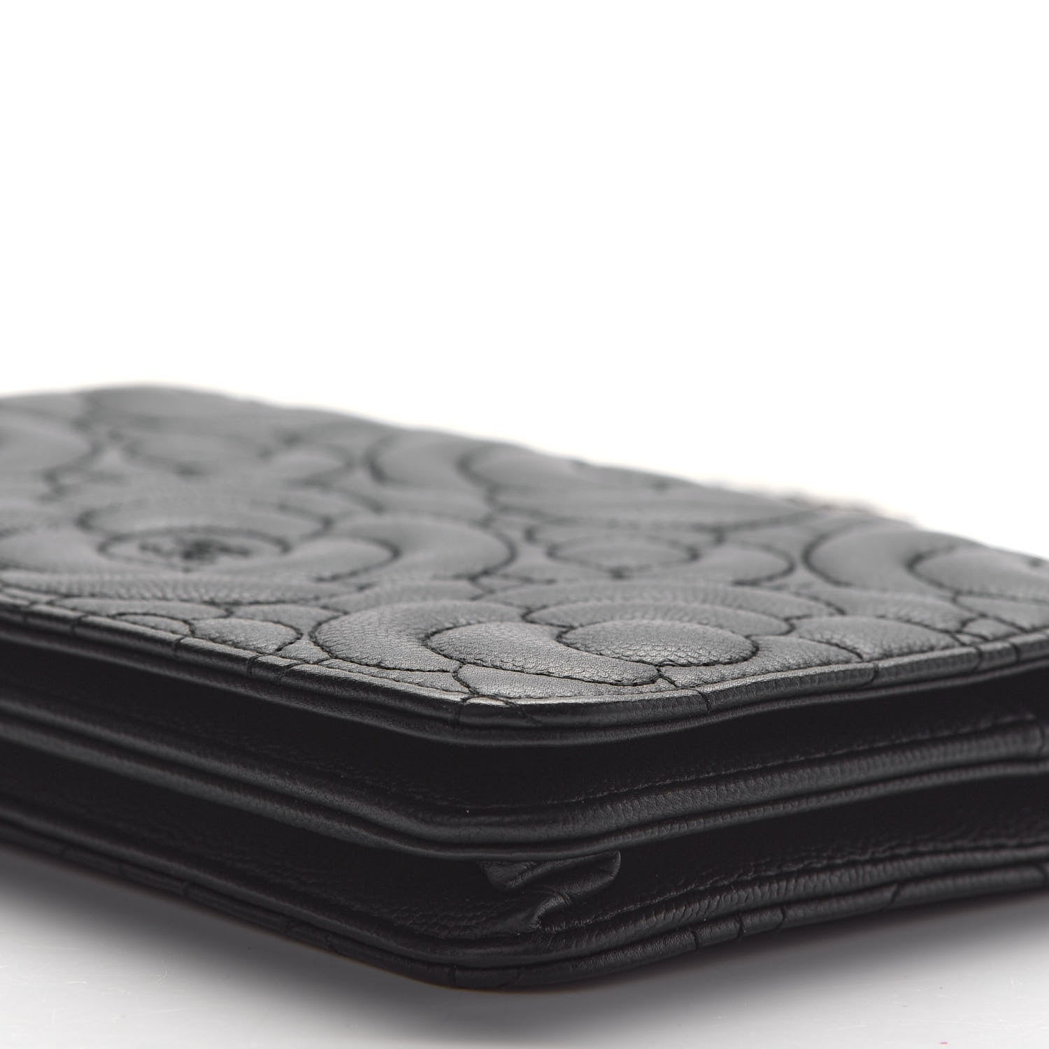 Chanel Caviar Camellia Embossed Wallet On Chain WOC Black 8 of 8