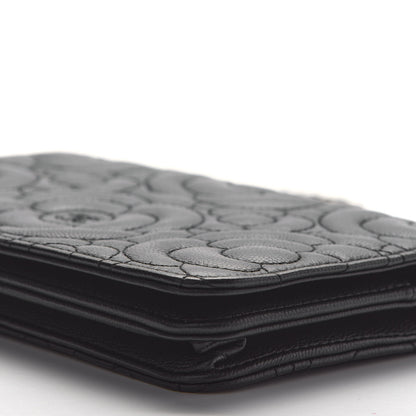 Chanel Caviar Camellia Embossed Wallet On Chain WOC Black 8 of 8