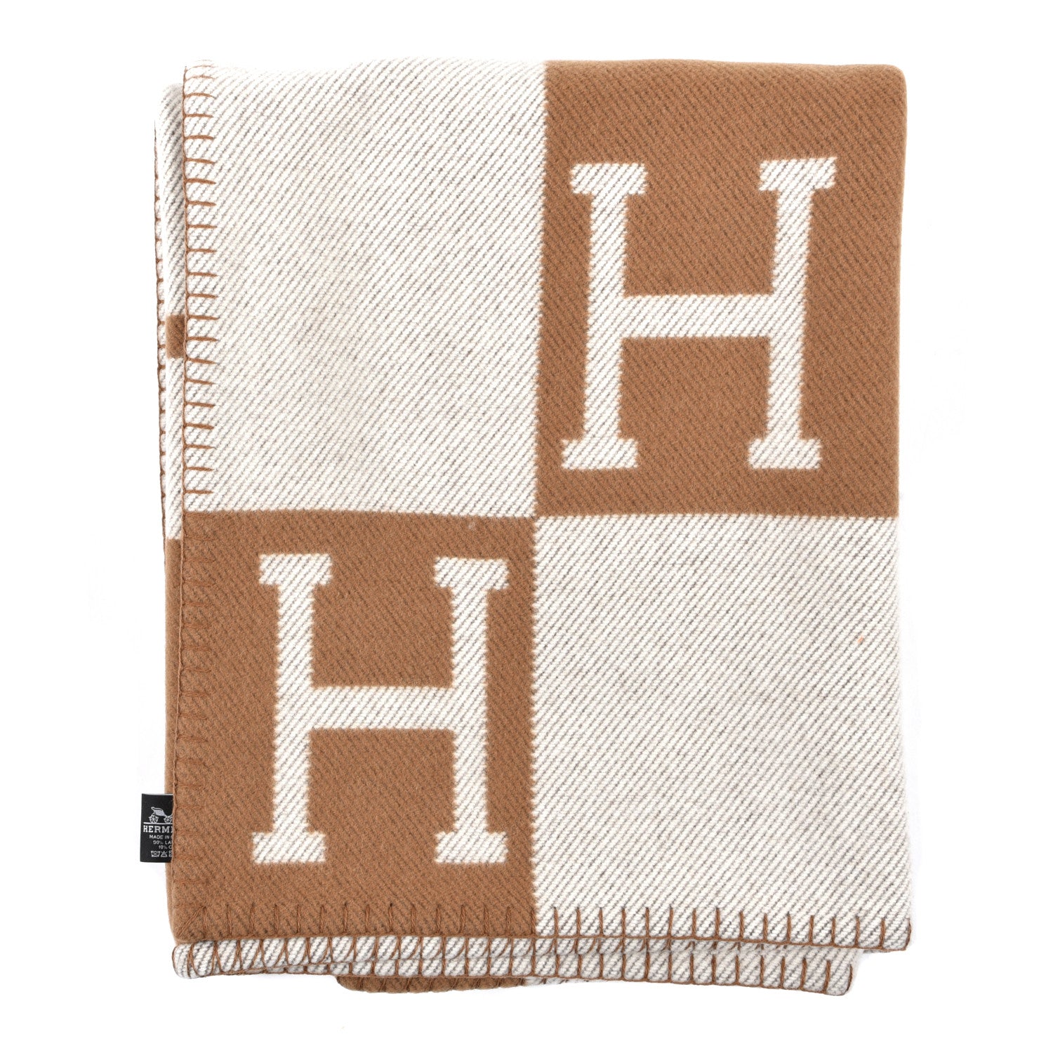 Hermes Wool Cashmere Avalon Blanket Ecru Camel 1 of 3