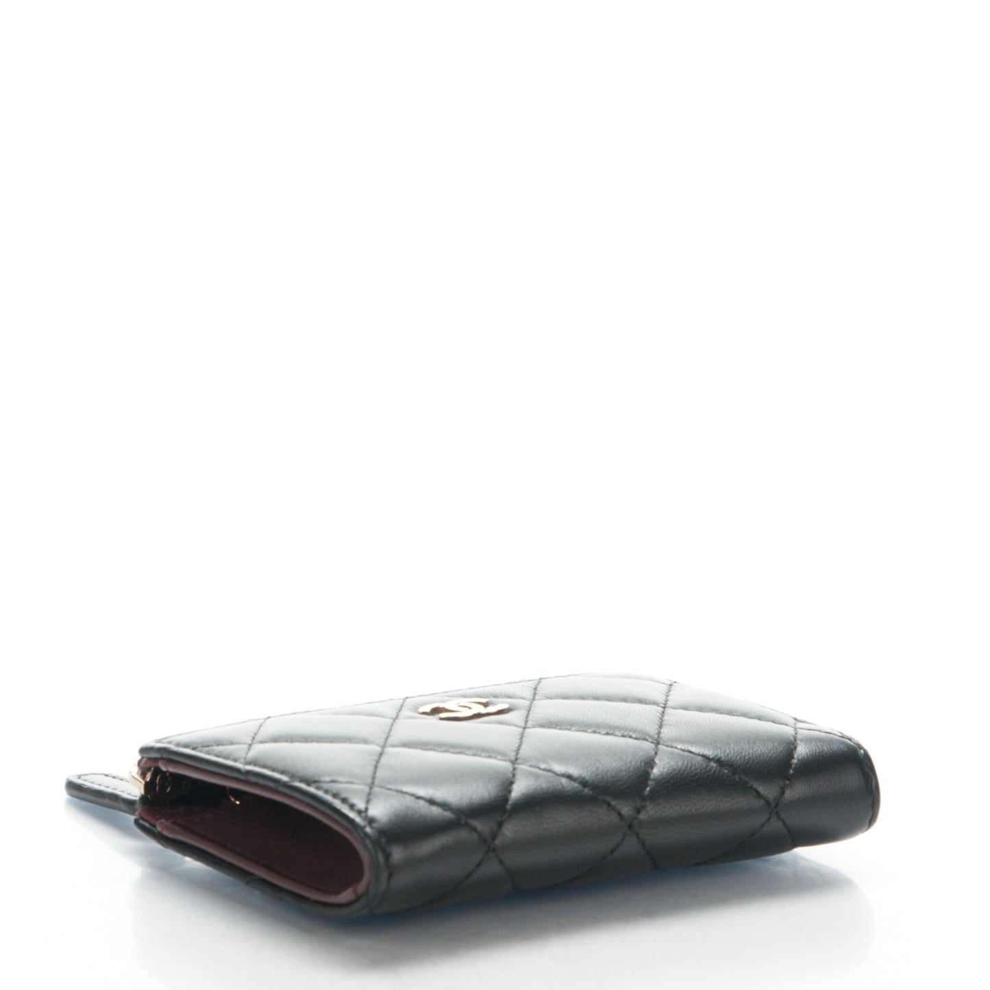 Lambskin Quilted Key Holder Case Black