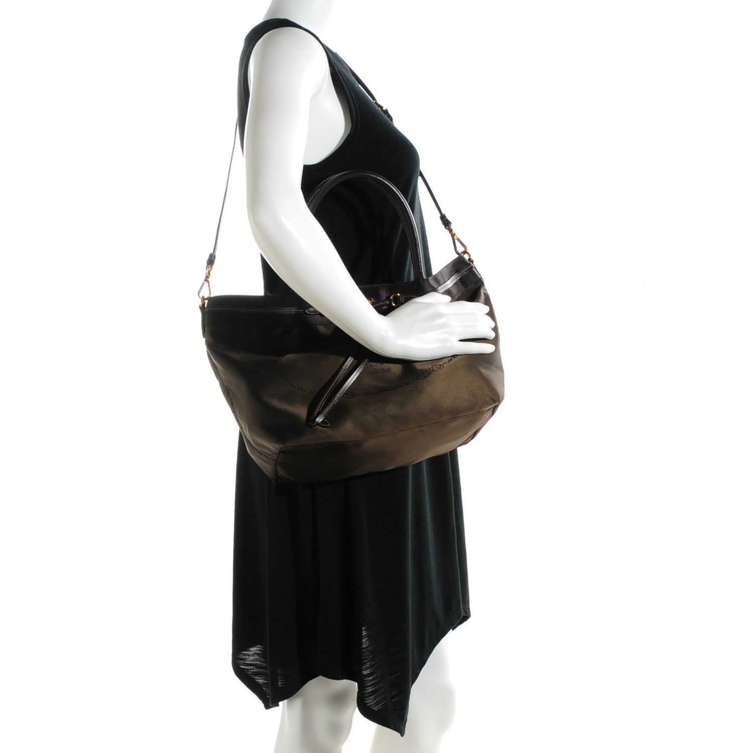 Prada Tessuto Nylon Jacquard Logo Tote Moro 2 of 7