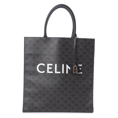 Celine Triomphe Canvas Calfskin Large Vertical Cabas Black 1 of 9