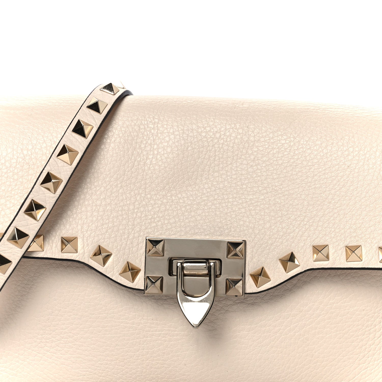 Valentino Garavani Pebbled Calfskin Medium Rockstud Flip Lock Crossbody Bag Light Ivory 8 of 10