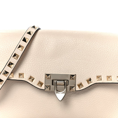 Valentino Garavani Pebbled Calfskin Medium Rockstud Flip Lock Crossbody Bag Light Ivory 8 of 10