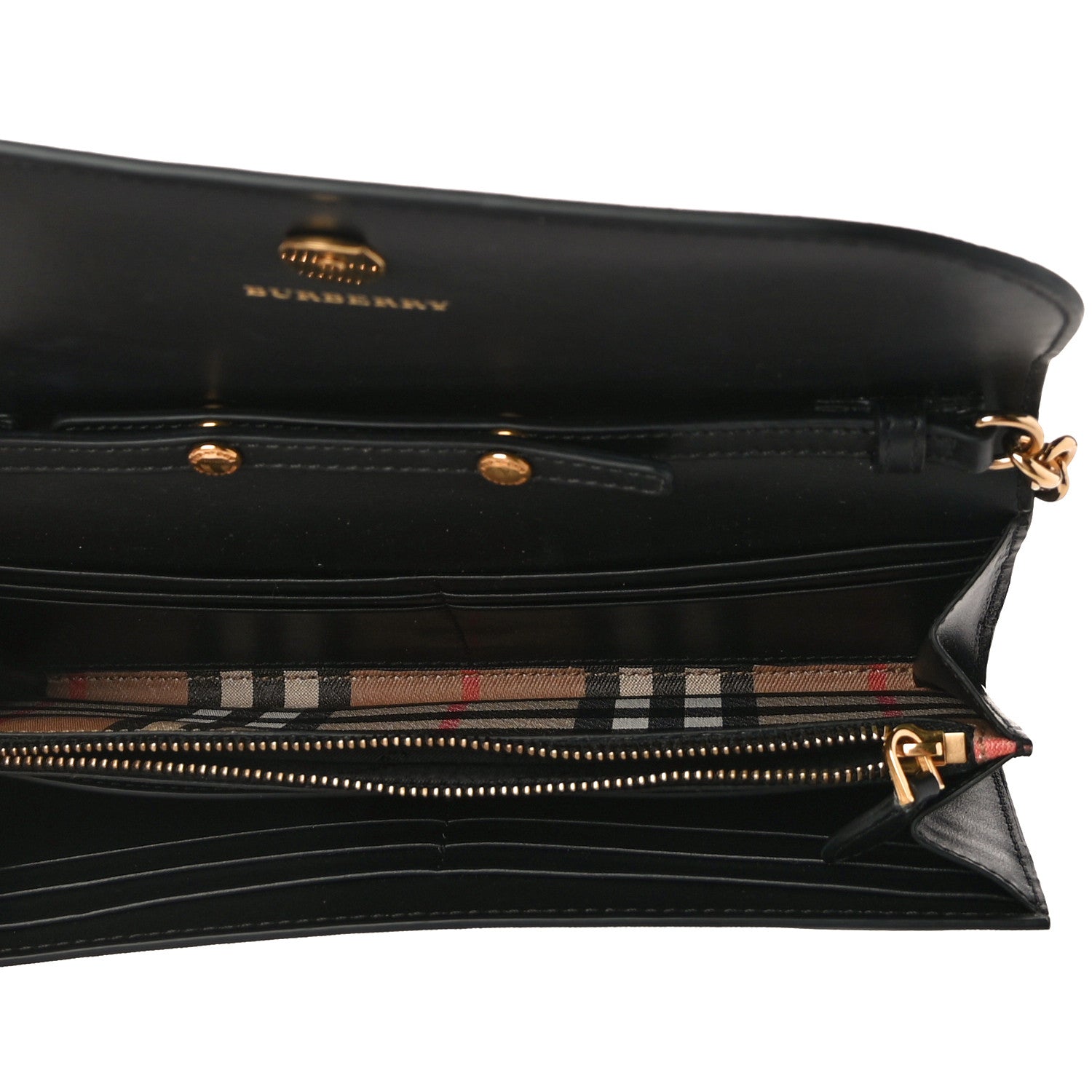 Burberry Vintage Check Henley Wallet On Chain Black 5 of 9
