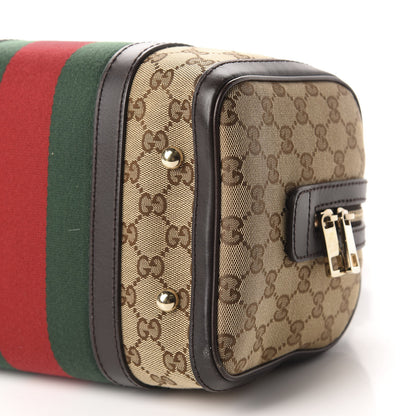 Gucci Monogram Vintage Web Small Boston Dark Brown 7 of 14