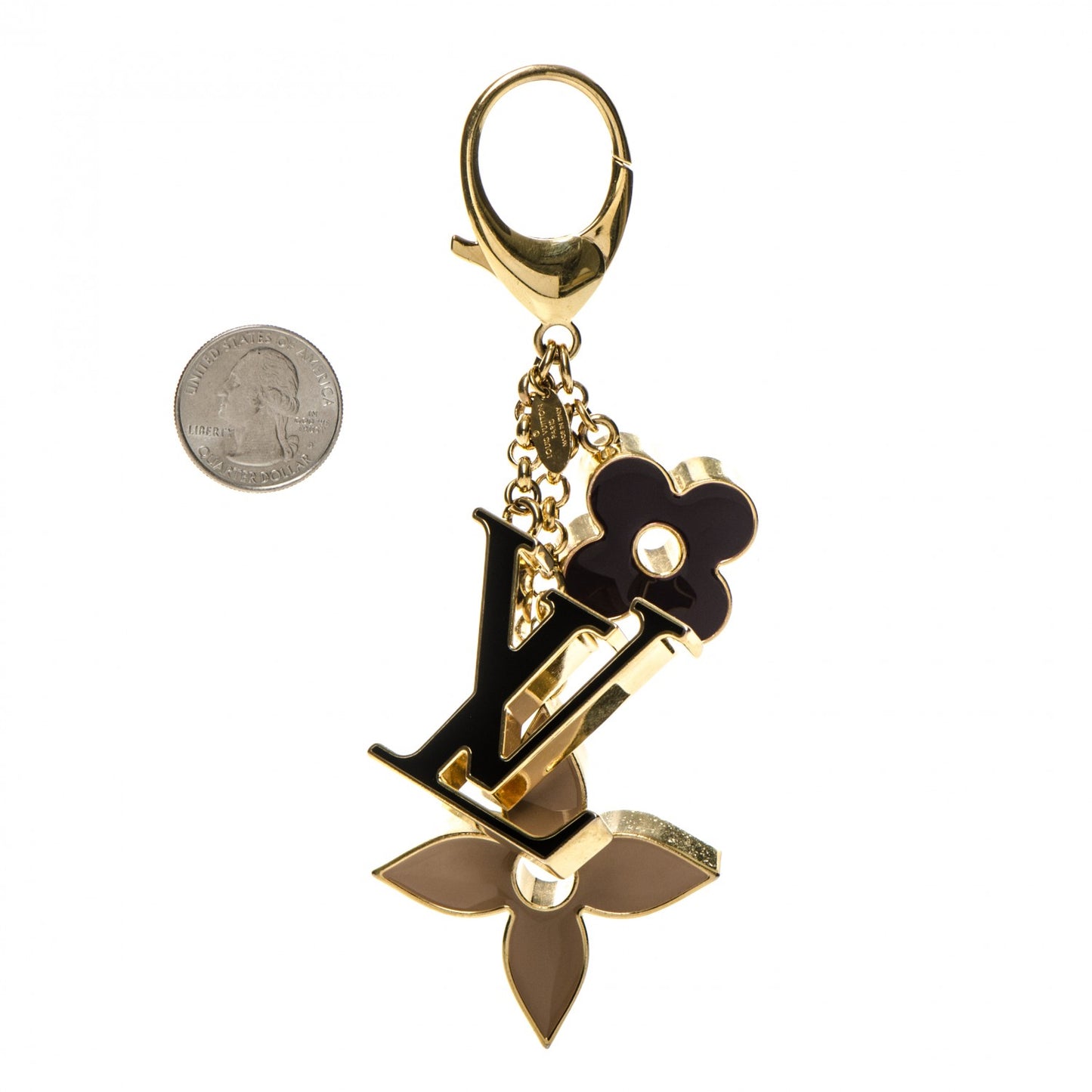 Fleur De Monogram Bag Charm Dore