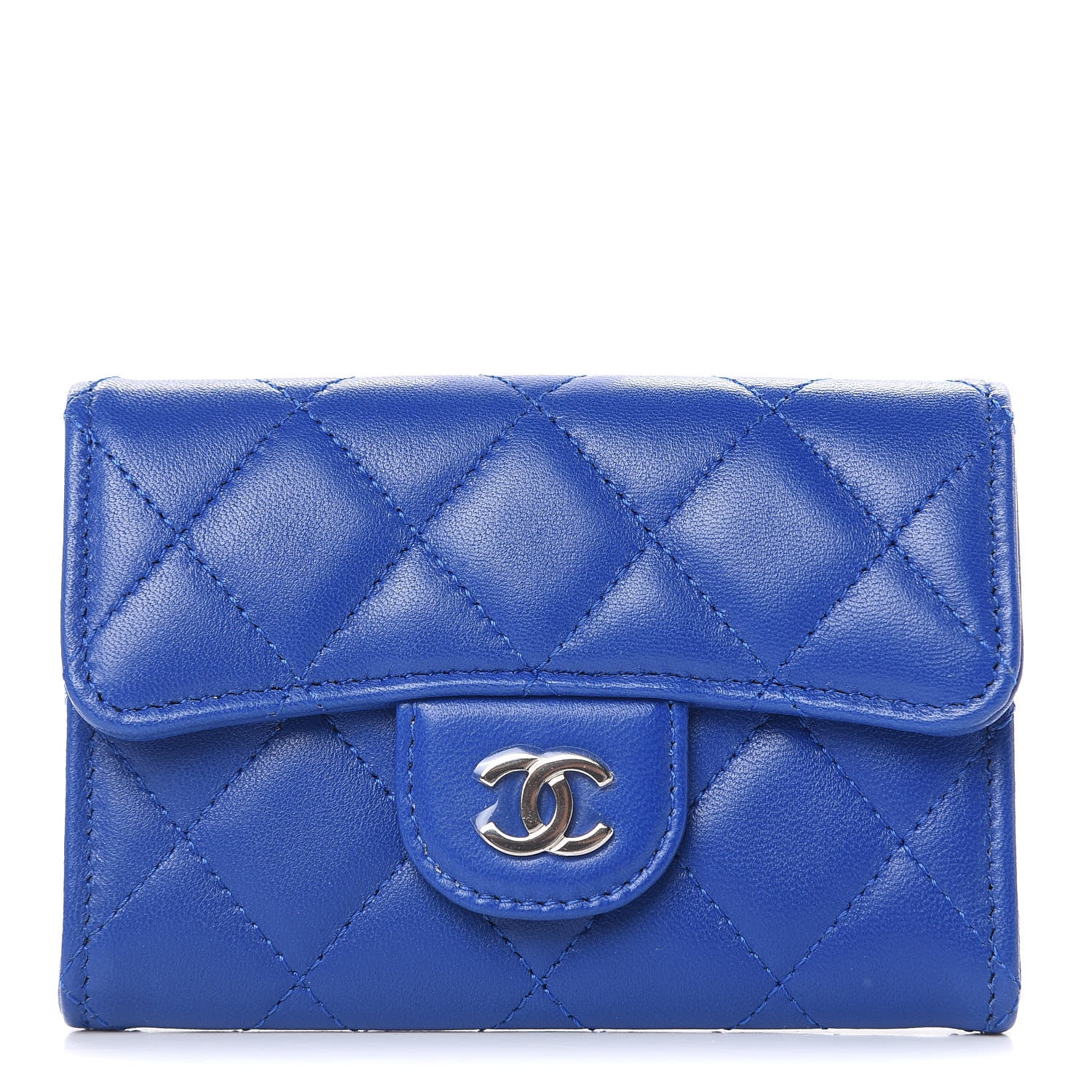 Chanel Lambskin Quilted Card Holder Royal Blue 1 of 10