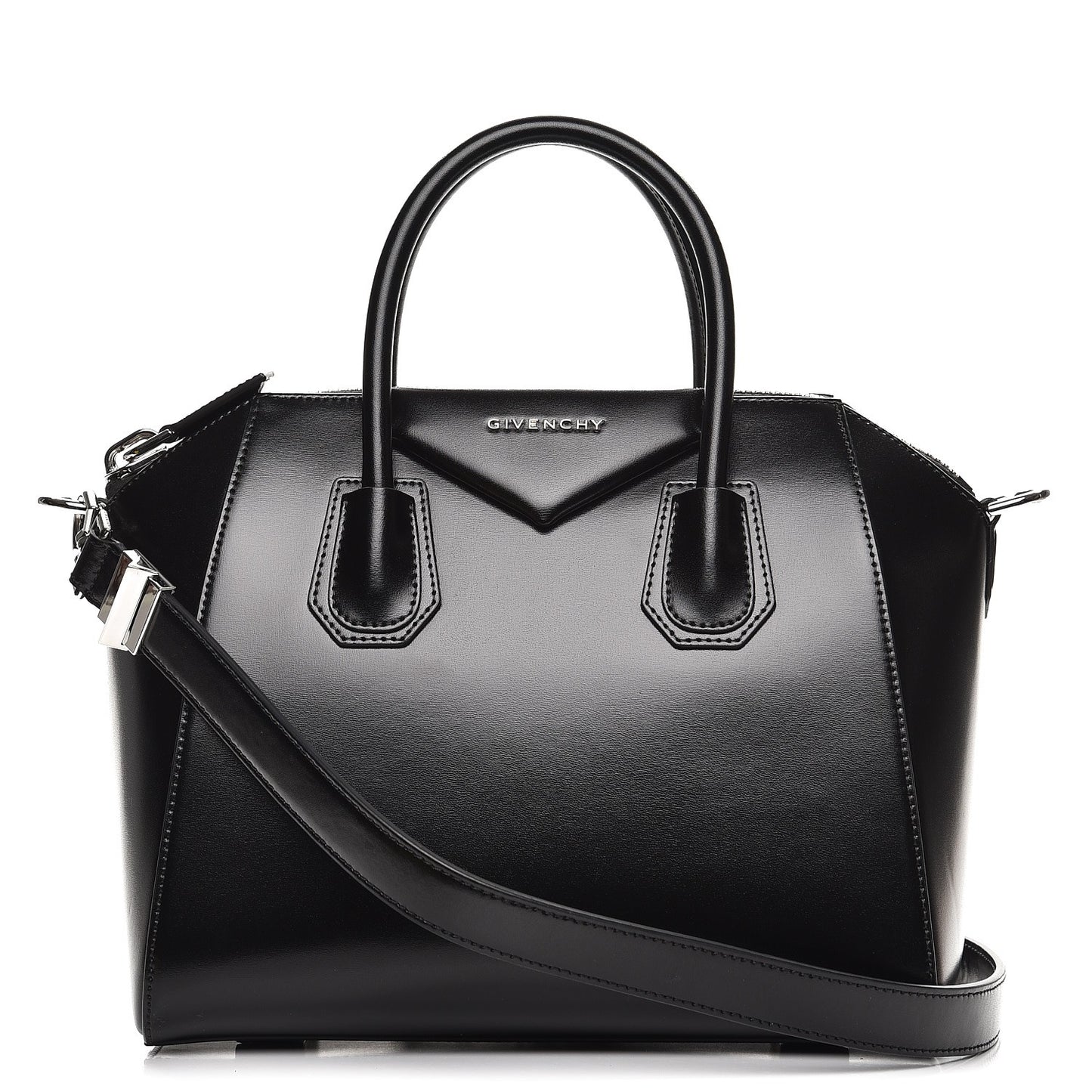 Shiny Lord Calfskin Small Antigona Black