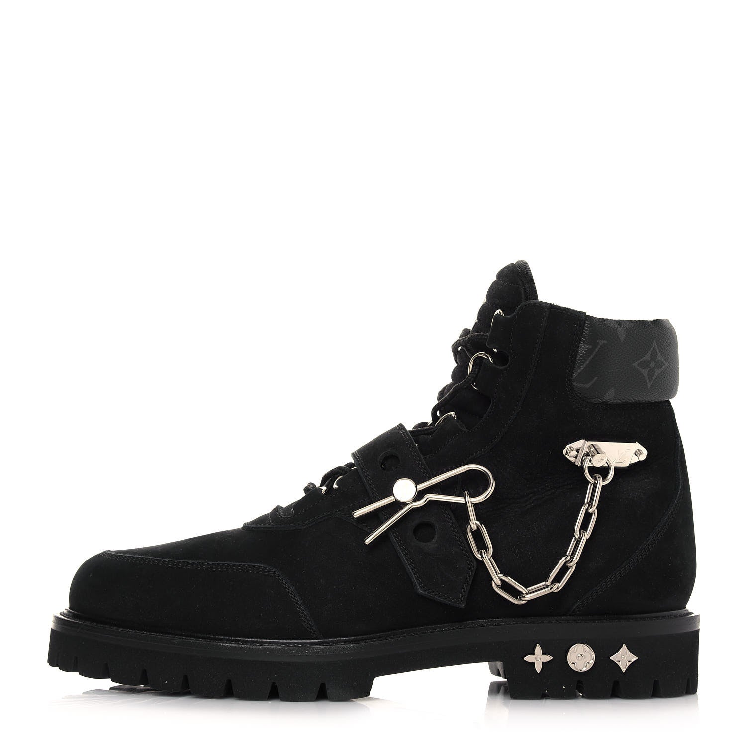 Louis Vuitton Suede Calfskin Monogram Eclipse Mens Creeper Ankle Boots 11 Black 1 of 7