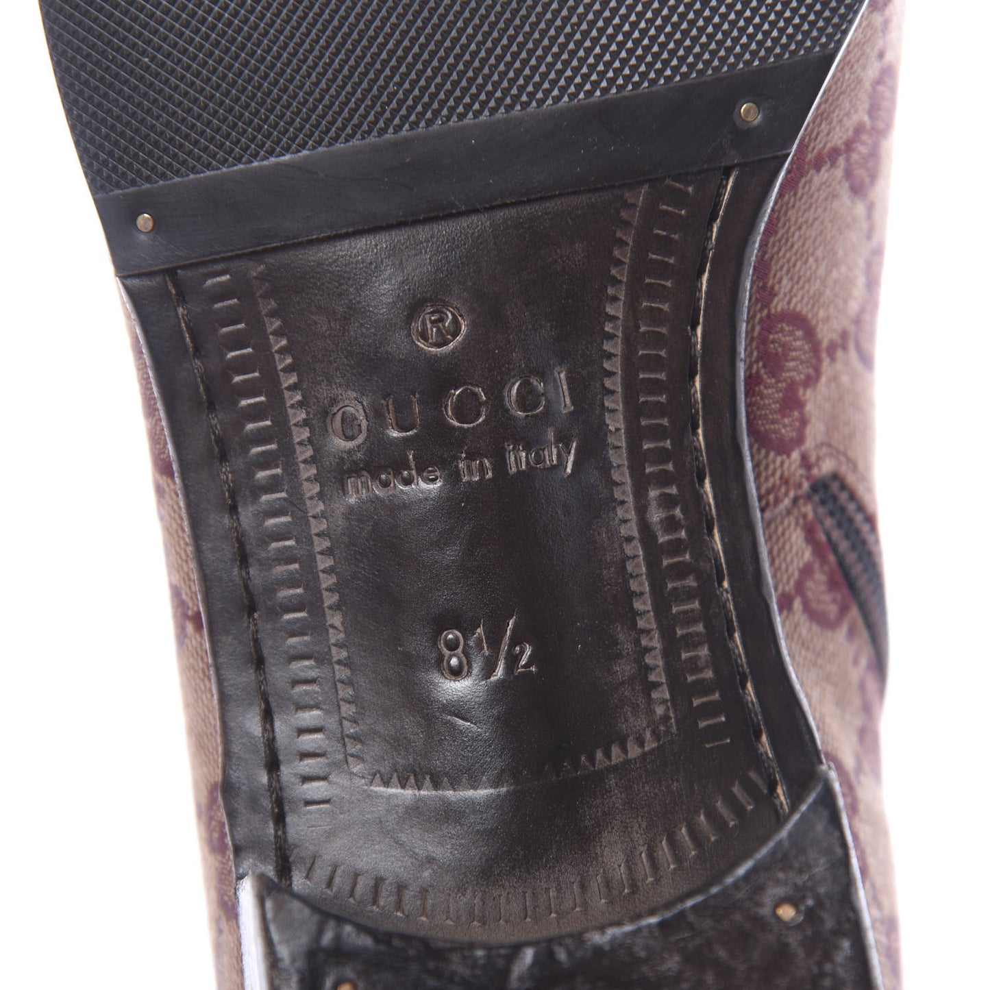 GG Monogram Lizard Mens GG Ankle Boots 8.5 Sahara Rubino Bright Bordeaux
