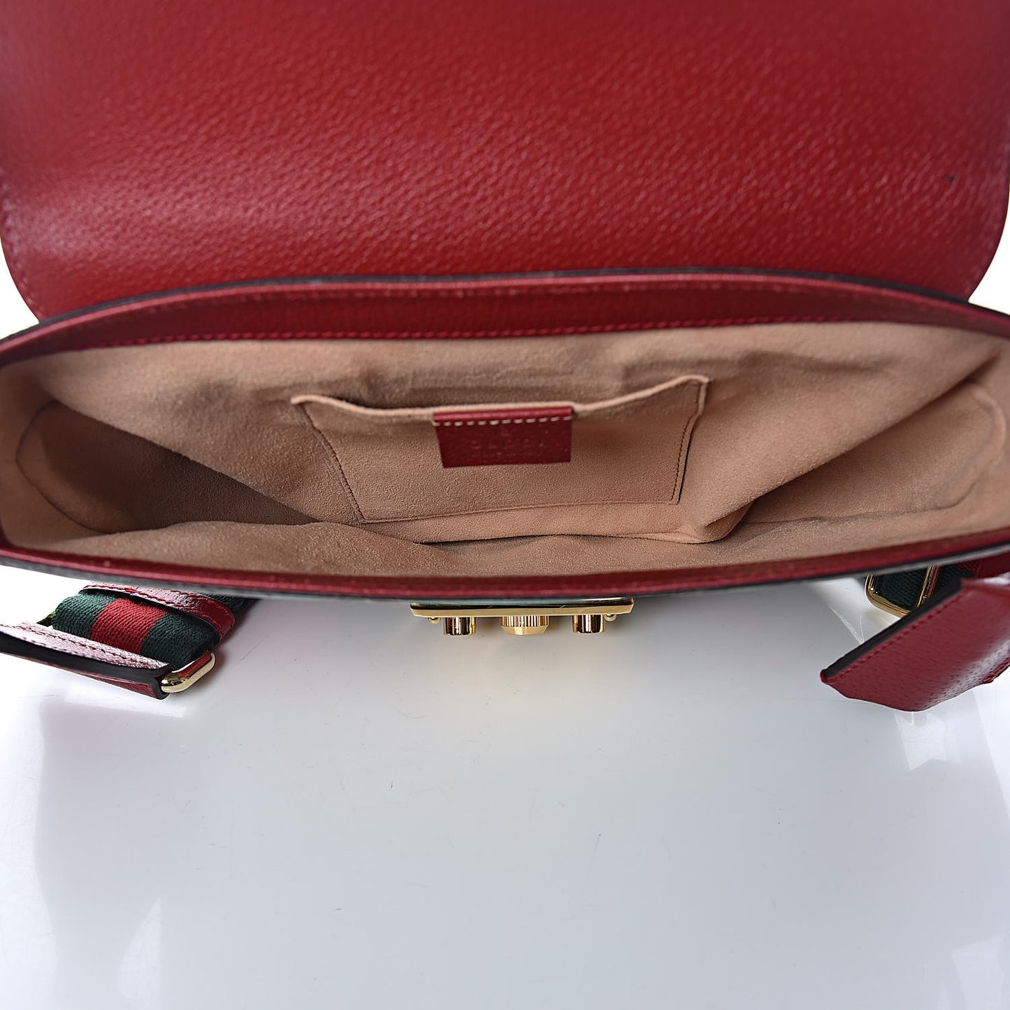 GG Supreme Monogram Tian Web Medium Padlock Messenger Shoulder Bag Beige Multicolor New Acero