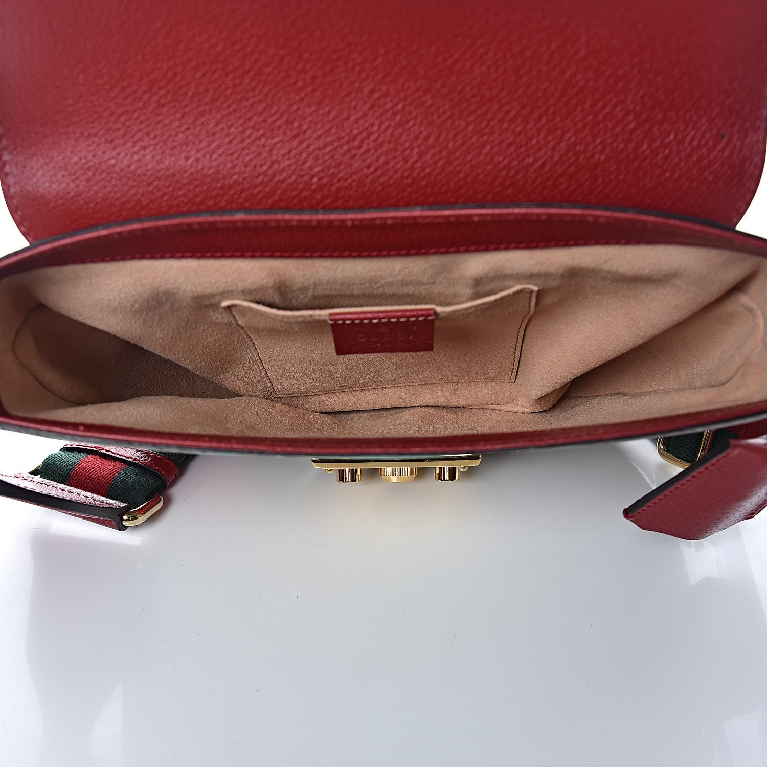 Gucci GG Supreme Monogram Tian Web Medium Padlock Messenger Shoulder Bag Beige Multicolor New Acero 5 of 10