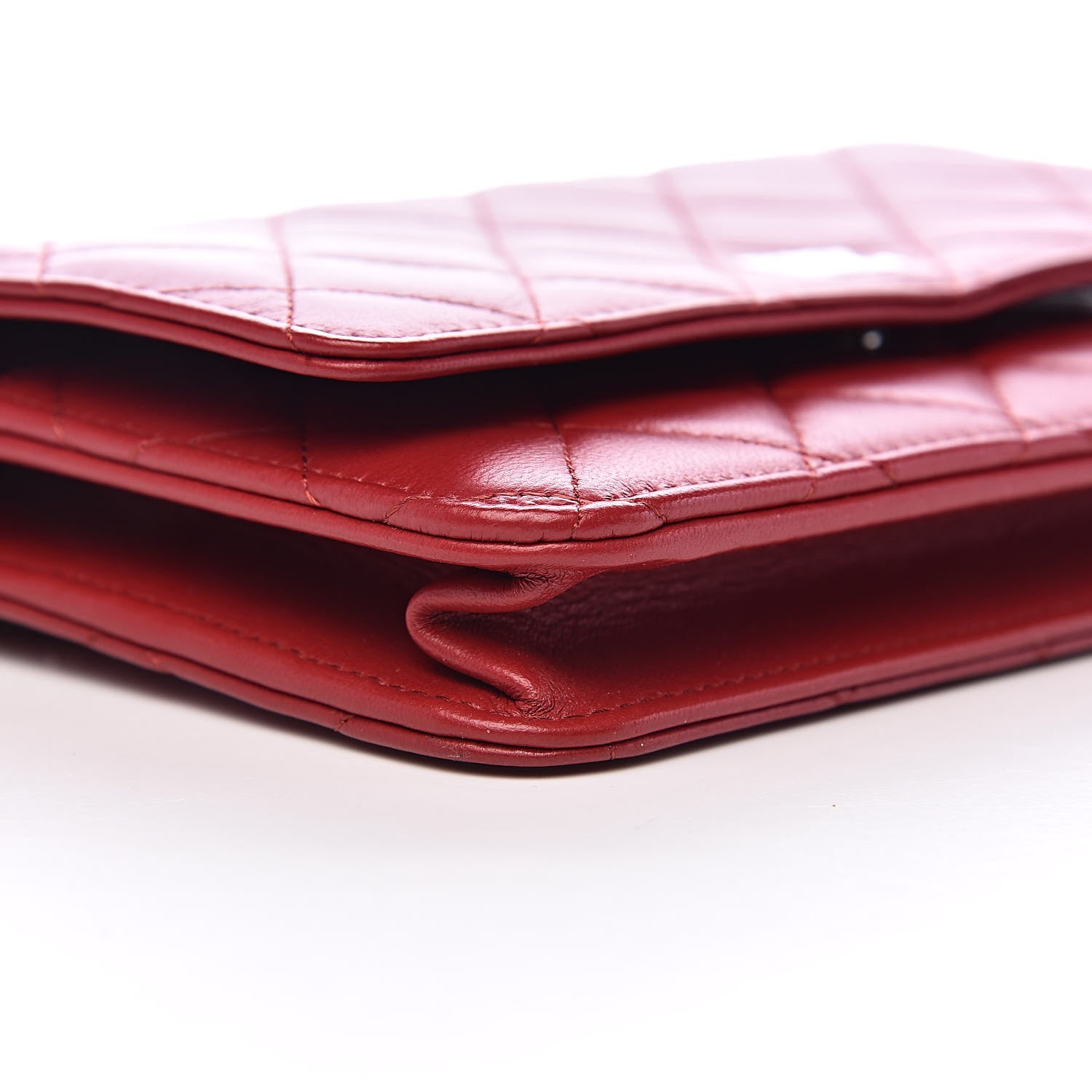 Chanel Lambskin Quilted Wallet On Chain WOC Red 9 of 12