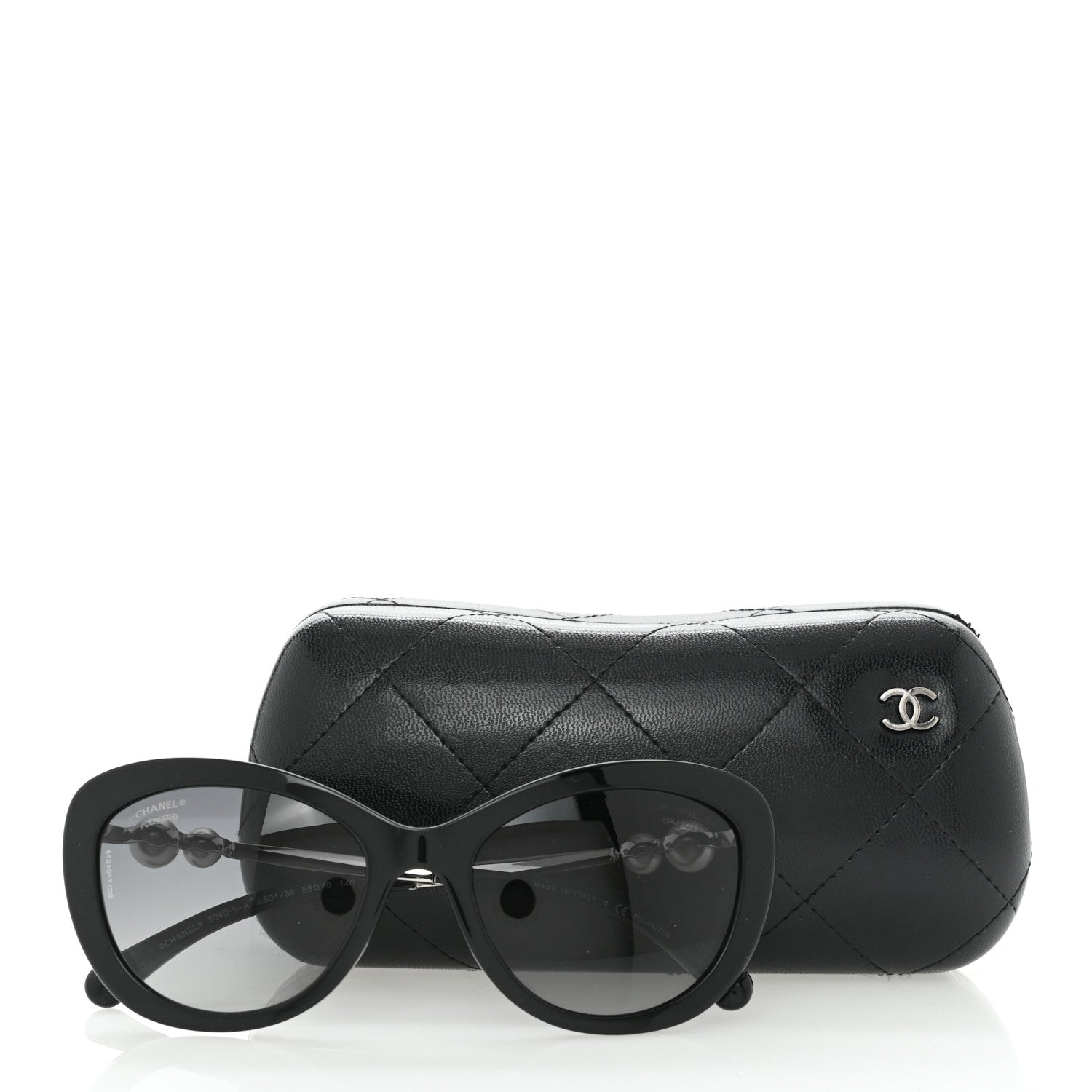 Chanel Polarized Cat Eye Pearl Sunglasses 5340-H Black 8 of 8