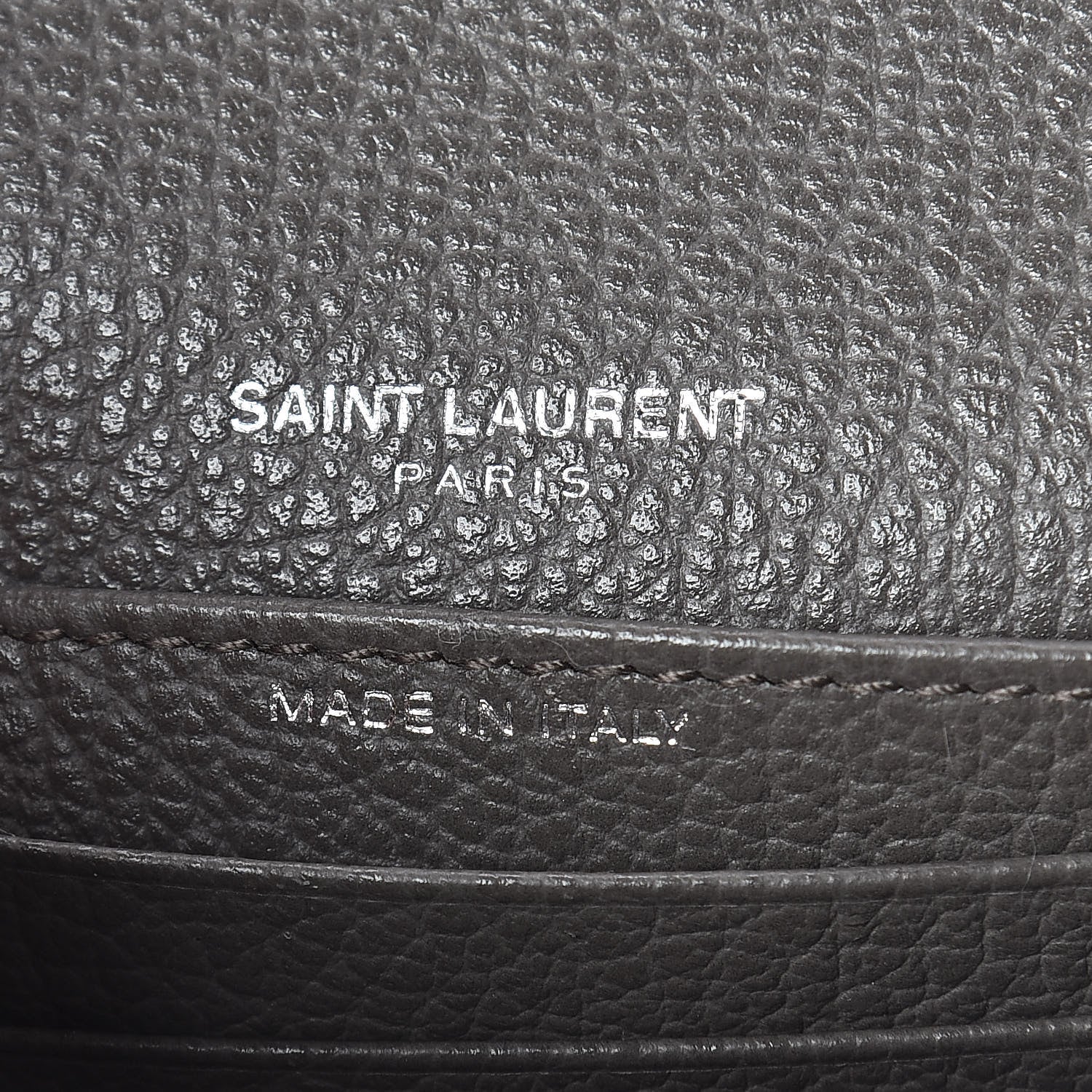 Saint Laurent Grained Calfskin Monogram Sunset Strap Wallet Fog 6 of 8