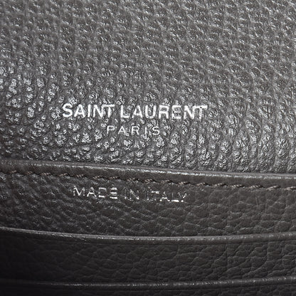 Saint Laurent Grained Calfskin Monogram Sunset Strap Wallet Fog 6 of 8