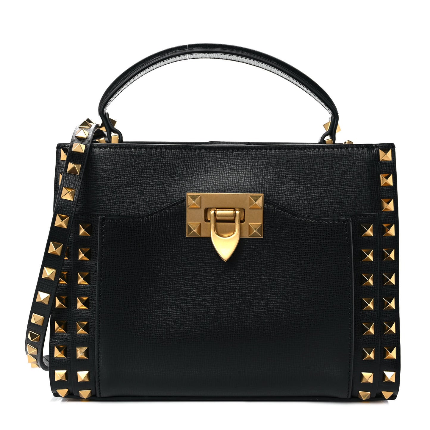 Vitello Small Rockstud Alcove Top-Handle Bag Black