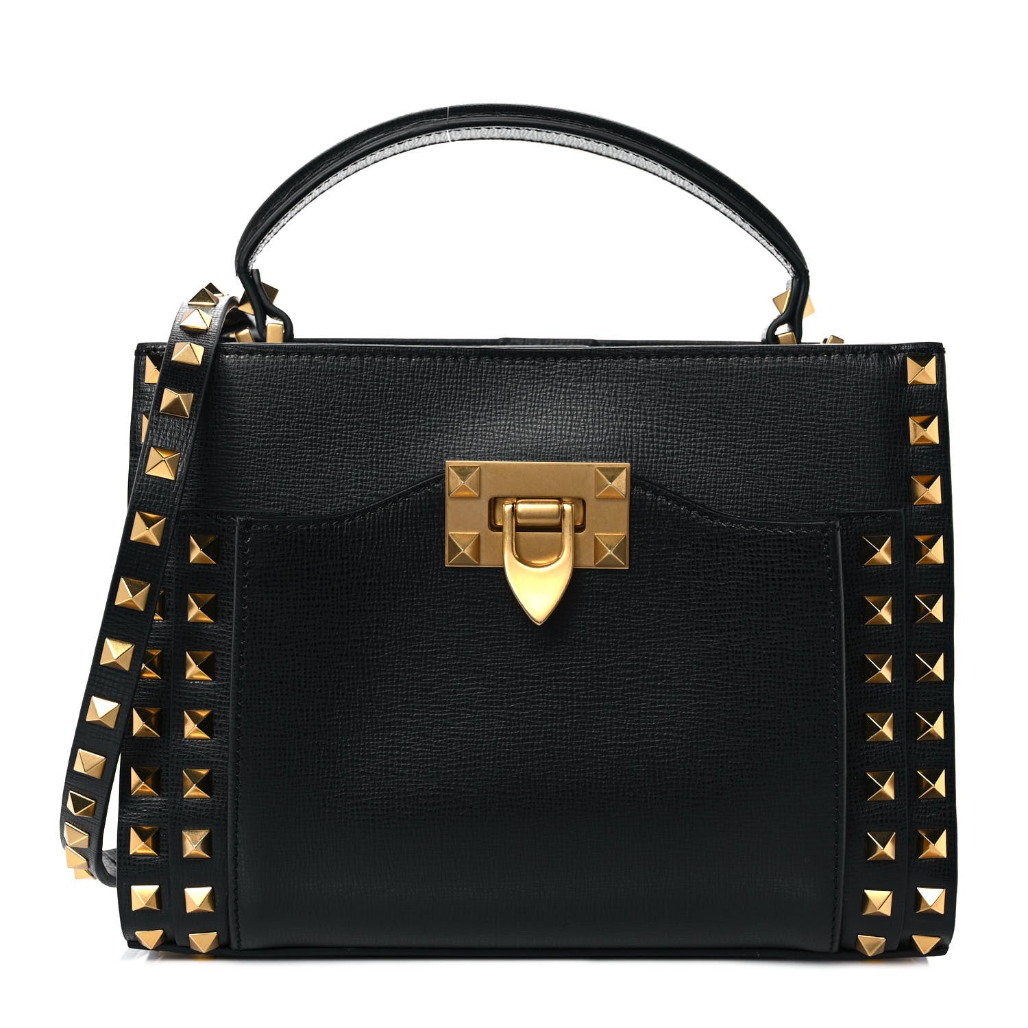 Valentino Garavani Vitello Small Rockstud Alcove Top-Handle Bag Black 1 of 7