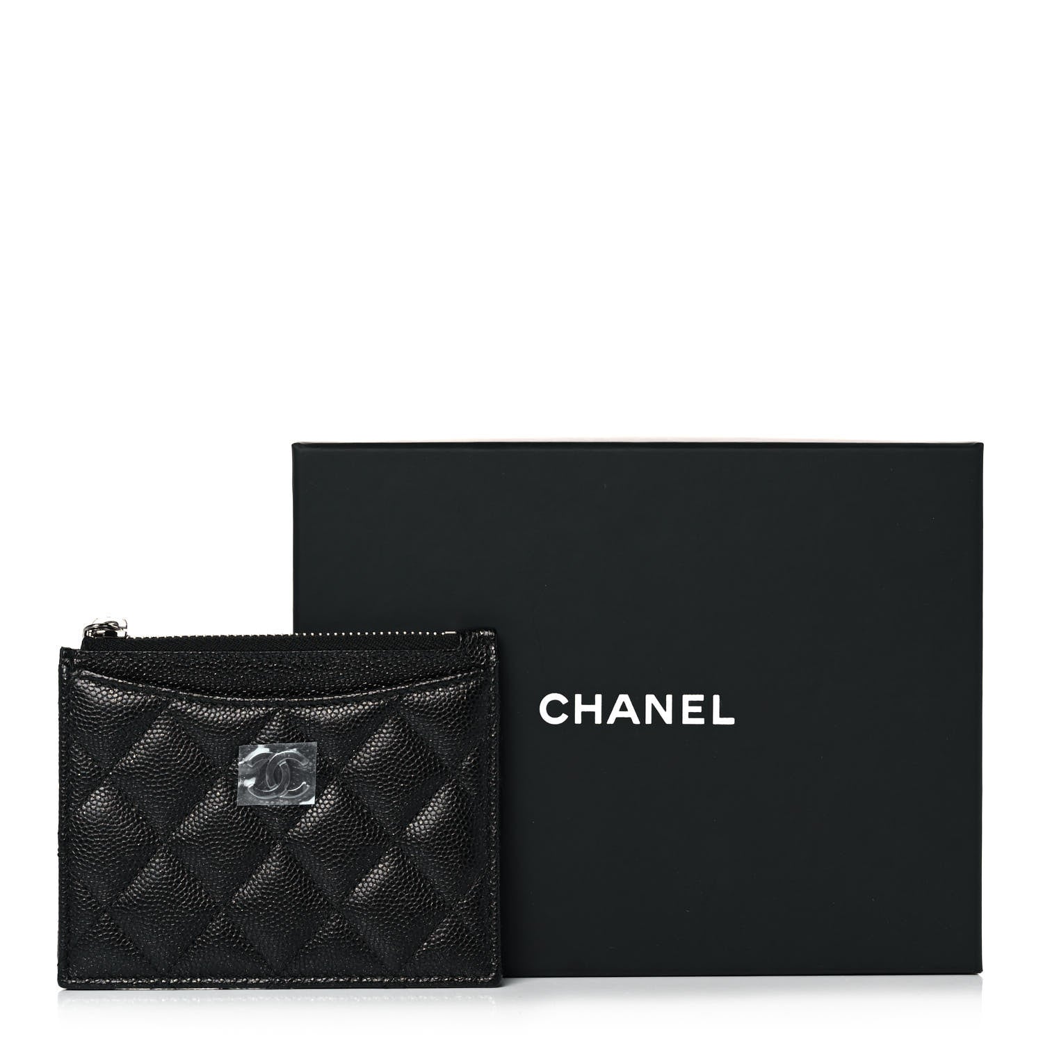Chanel Iridescent Caviar Quilted CC Zip Card Holder Black 9 of 9