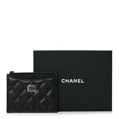 Chanel Iridescent Caviar Quilted CC Zip Card Holder Black 9 of 9