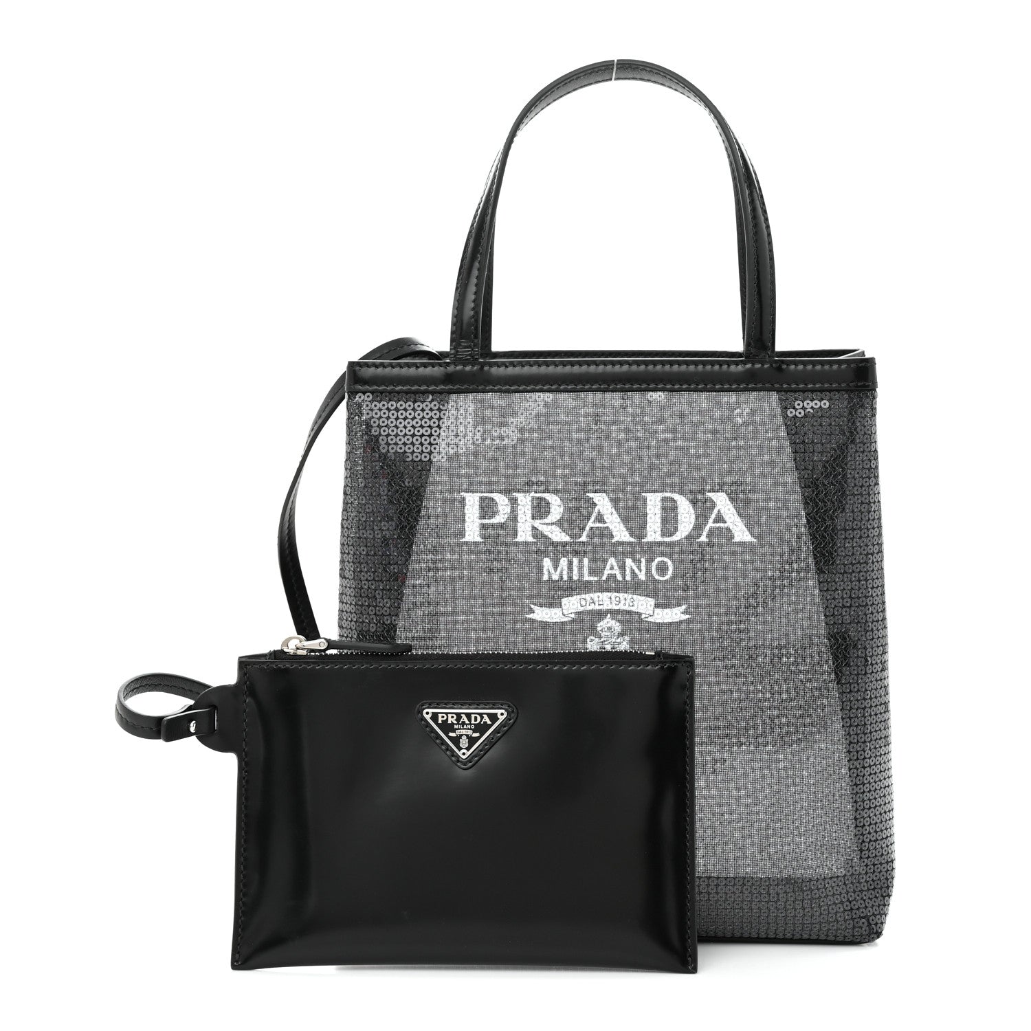 Prada Sequin Mesh Small Tote Bag Black 1 of 11