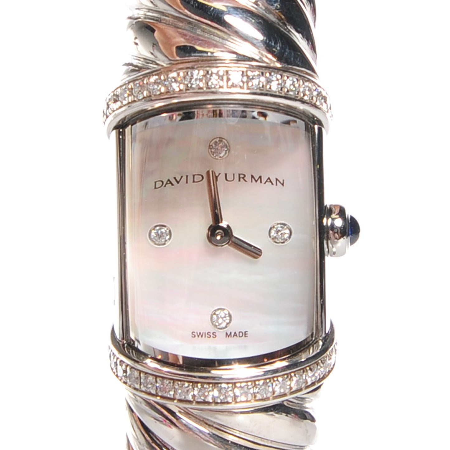 Sterling Silver Diamond Bezel Mother of Pearl 19mm Waverly Quartz Watch