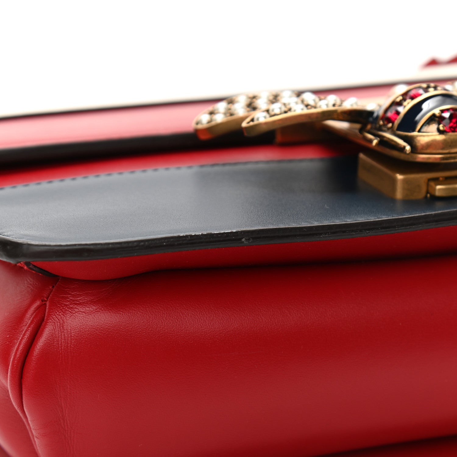 Gucci Calfskin Sylvie Web Queen Margaret Shoulder Bag Blue Agata Hibiscus Red Mystic White 11 of 11