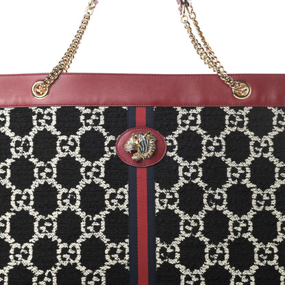 Gucci Tweed GG Monogram Large Rajah Chain Tote Romantic Cherry Black White 9 of 11