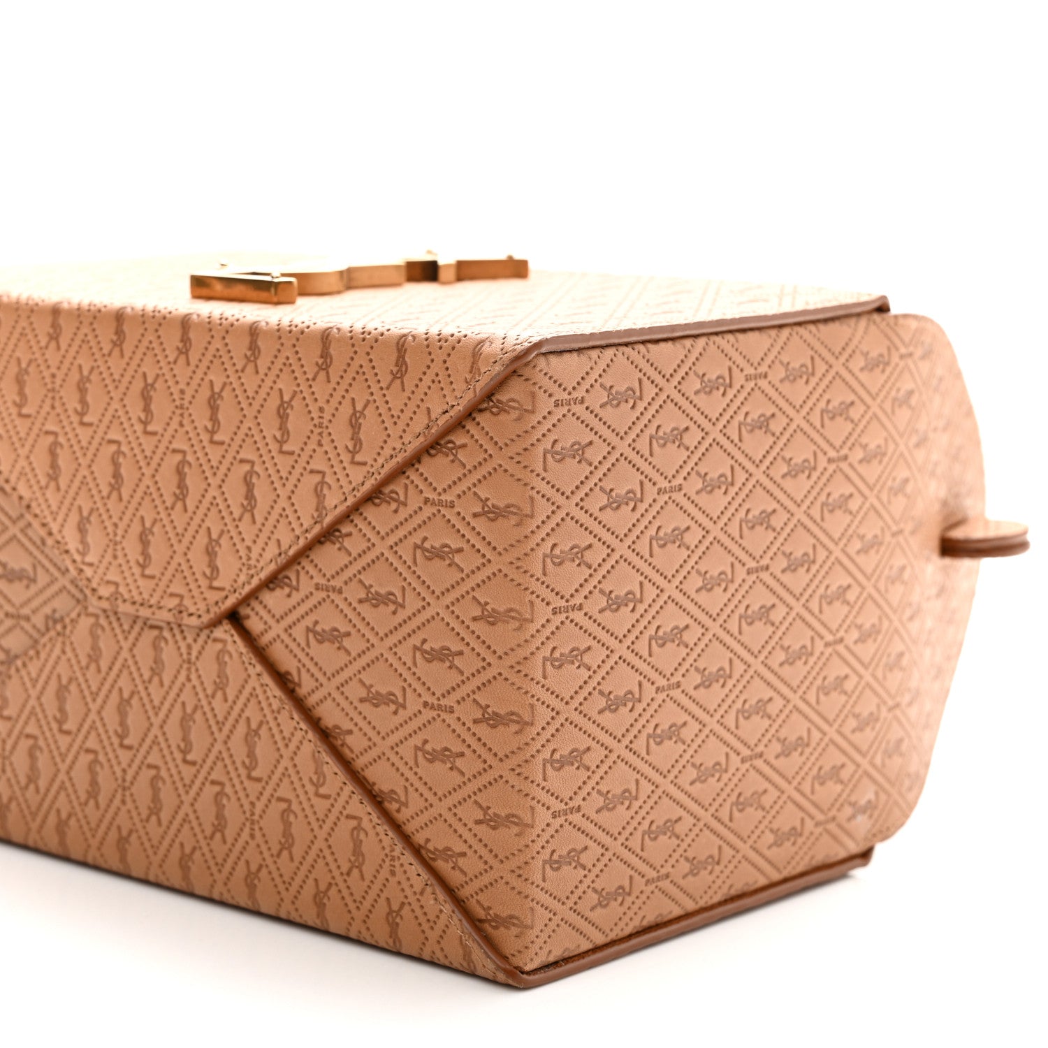 Saint Laurent Calfskin Monogram Take Away Box Dusty Vintage Brown Gold 10 of 10