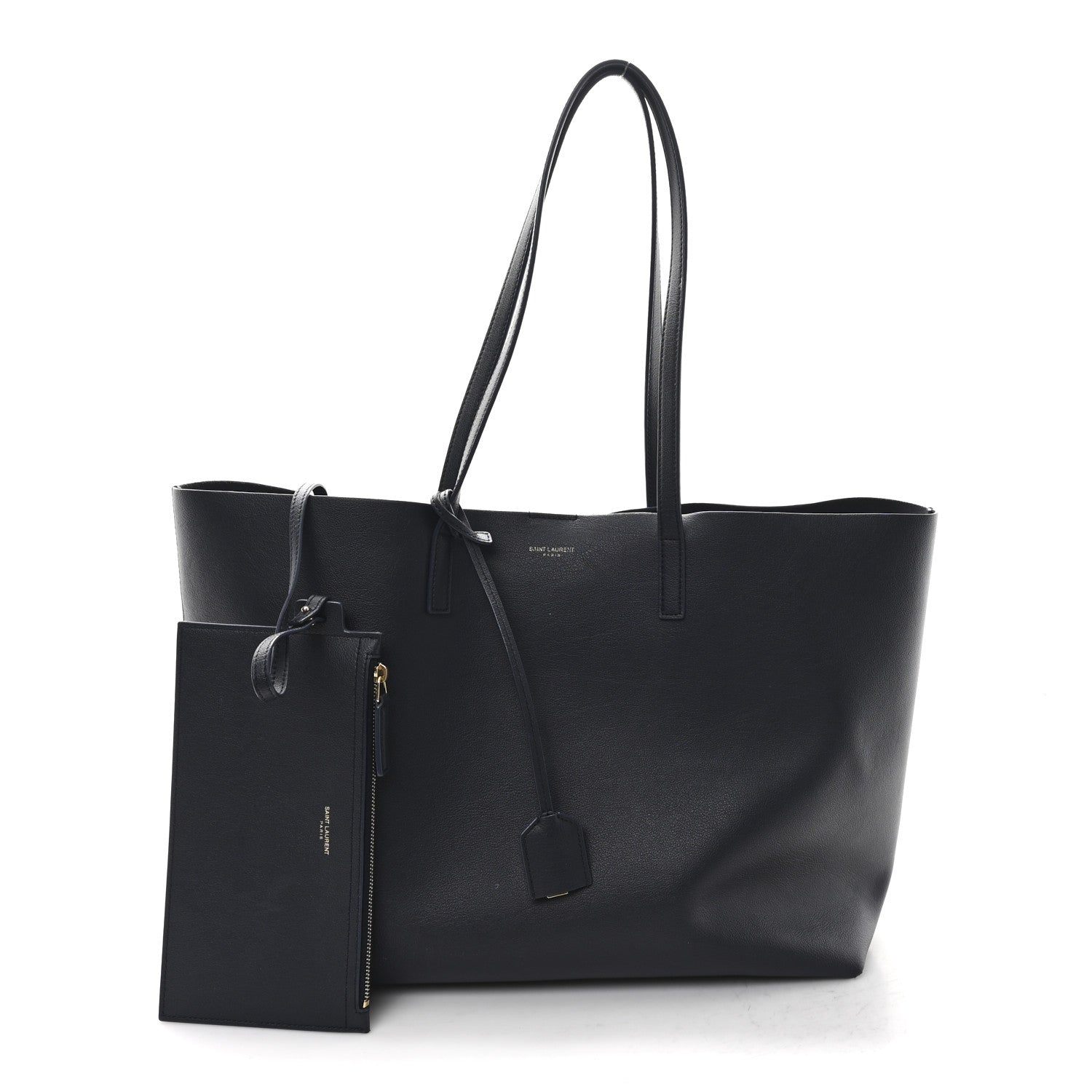 Saint Laurent Calfskin Large Shopping Tote Navy 3 of 13