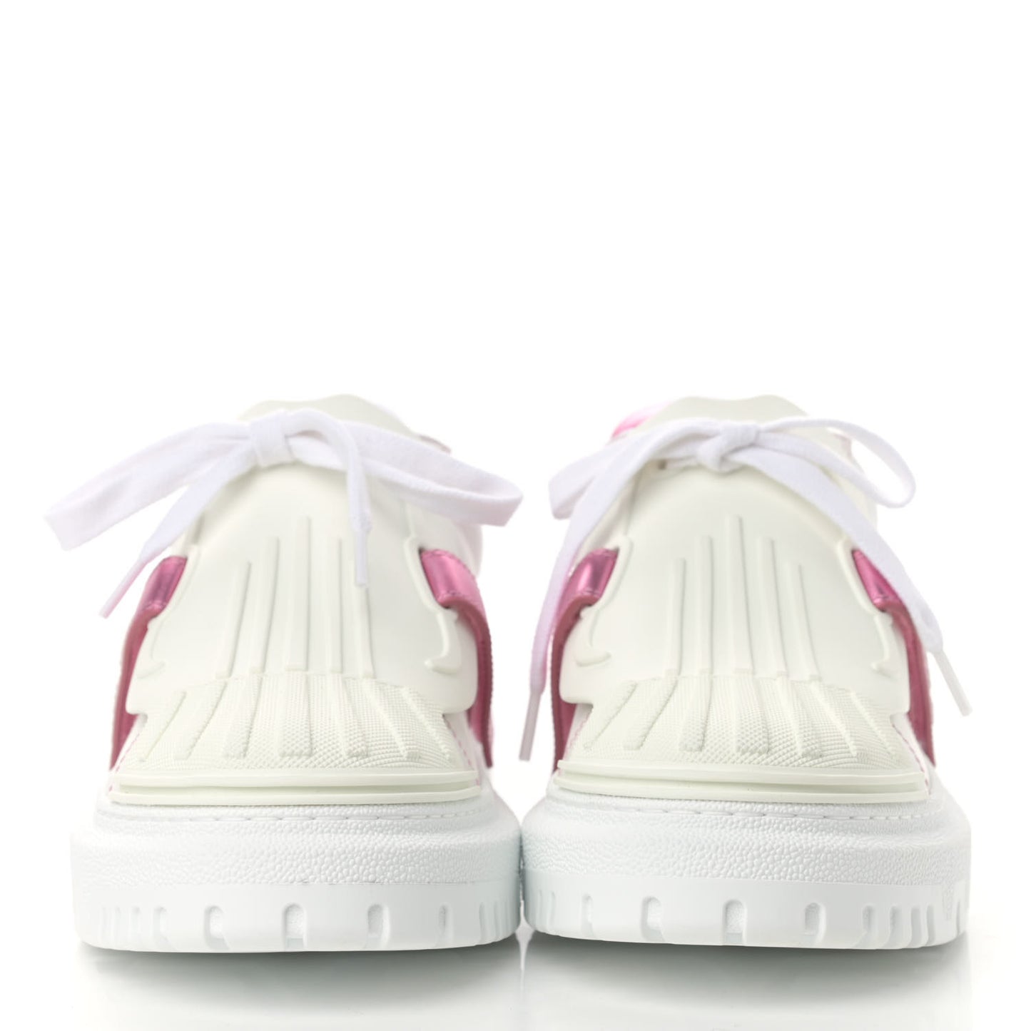 Laminated Calfskin Dior-ID Platform Sneakers 38 White Metallic Pink
