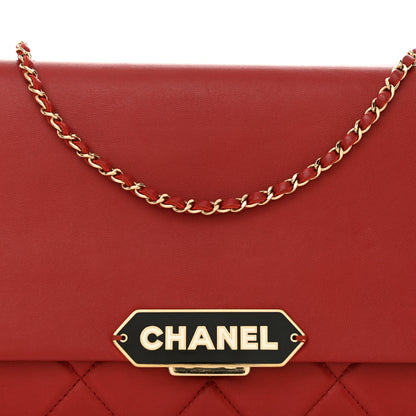 Chanel Lambskin Quilted Retro Label Clutch Red 8 of 14