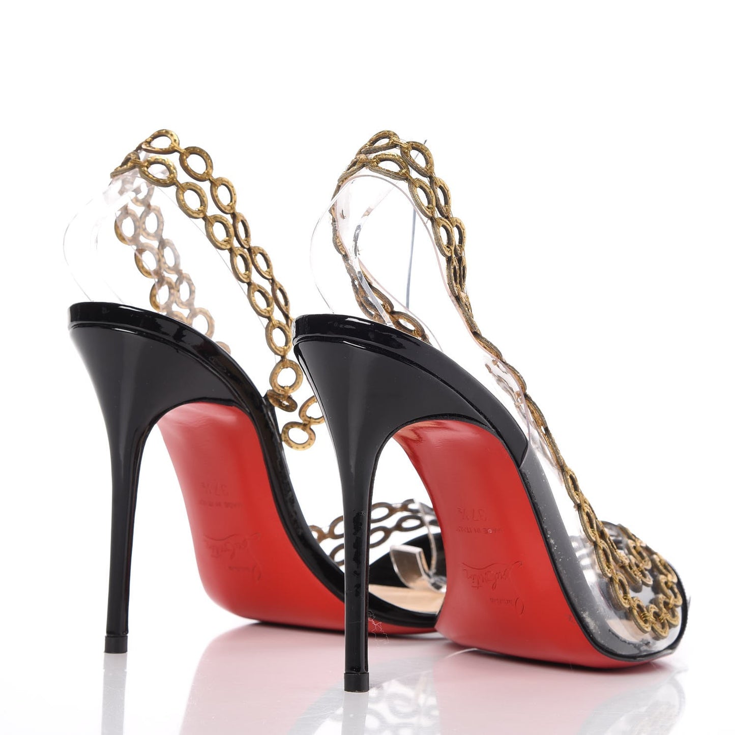 Patent PVC Malaika Half Dorsay 120 Pumps 37.5 Black Gold