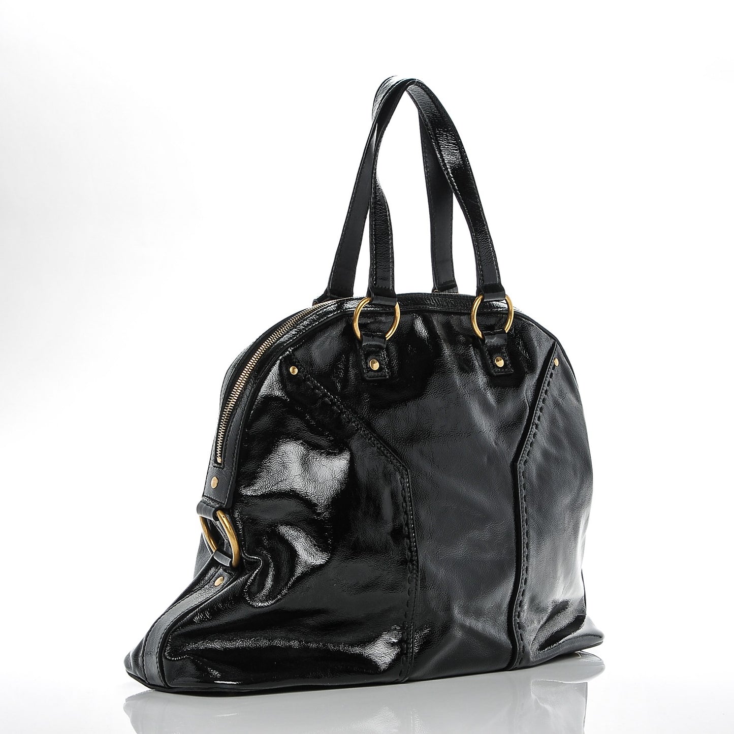 Patent Calfskin Oversized Muse Black