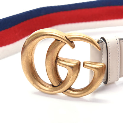Gucci Nylon Calfskin Sylvie Web Double G 40mm Belt 110 44 Mystic White Hibiscus Red Maritime 10 of 10