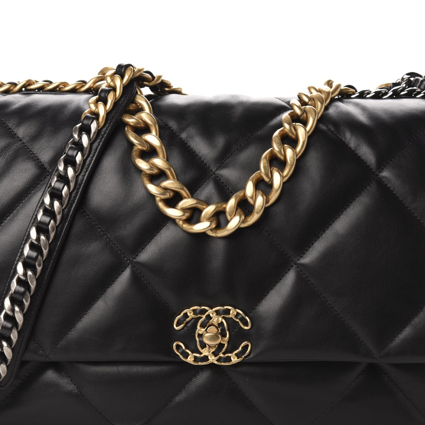 Goatskin Quilted Maxi 19 Flap Black