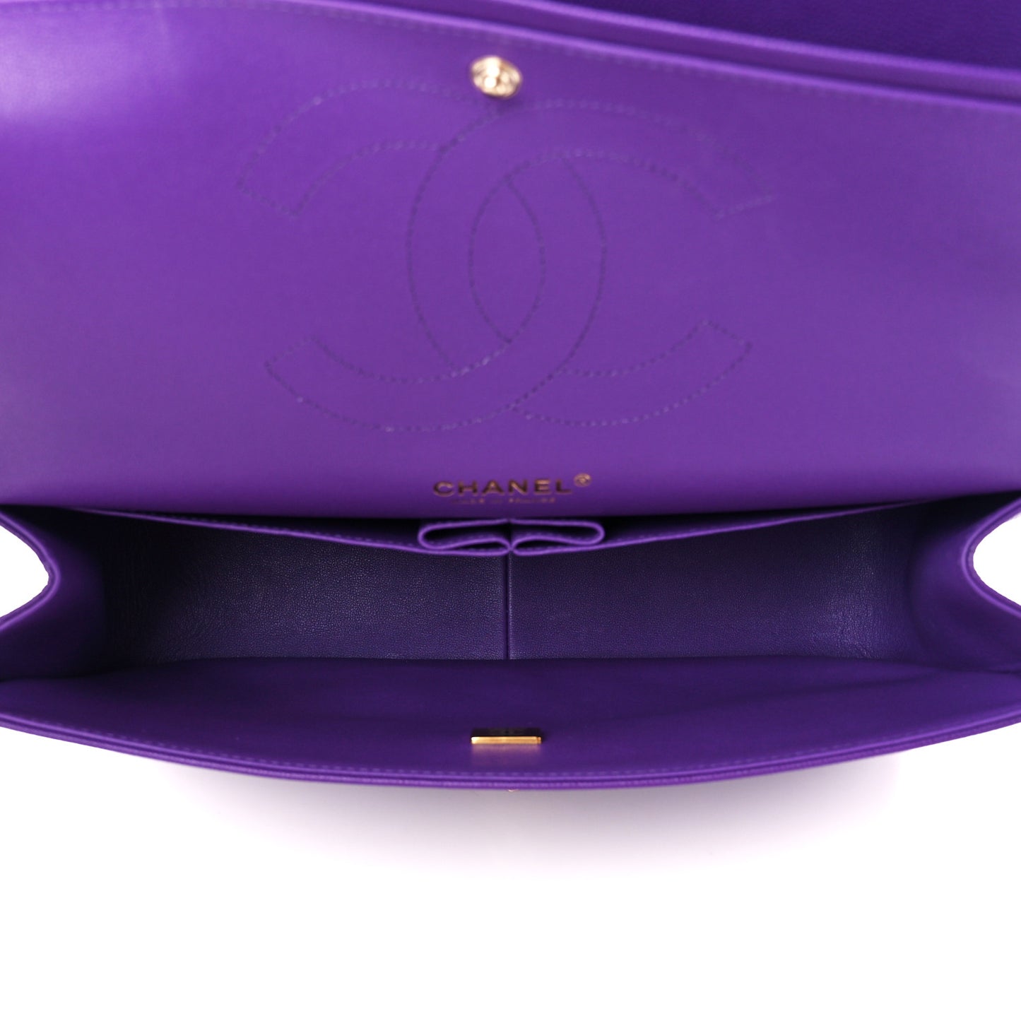 Caviar Quilted Jumbo Double Flap Purple