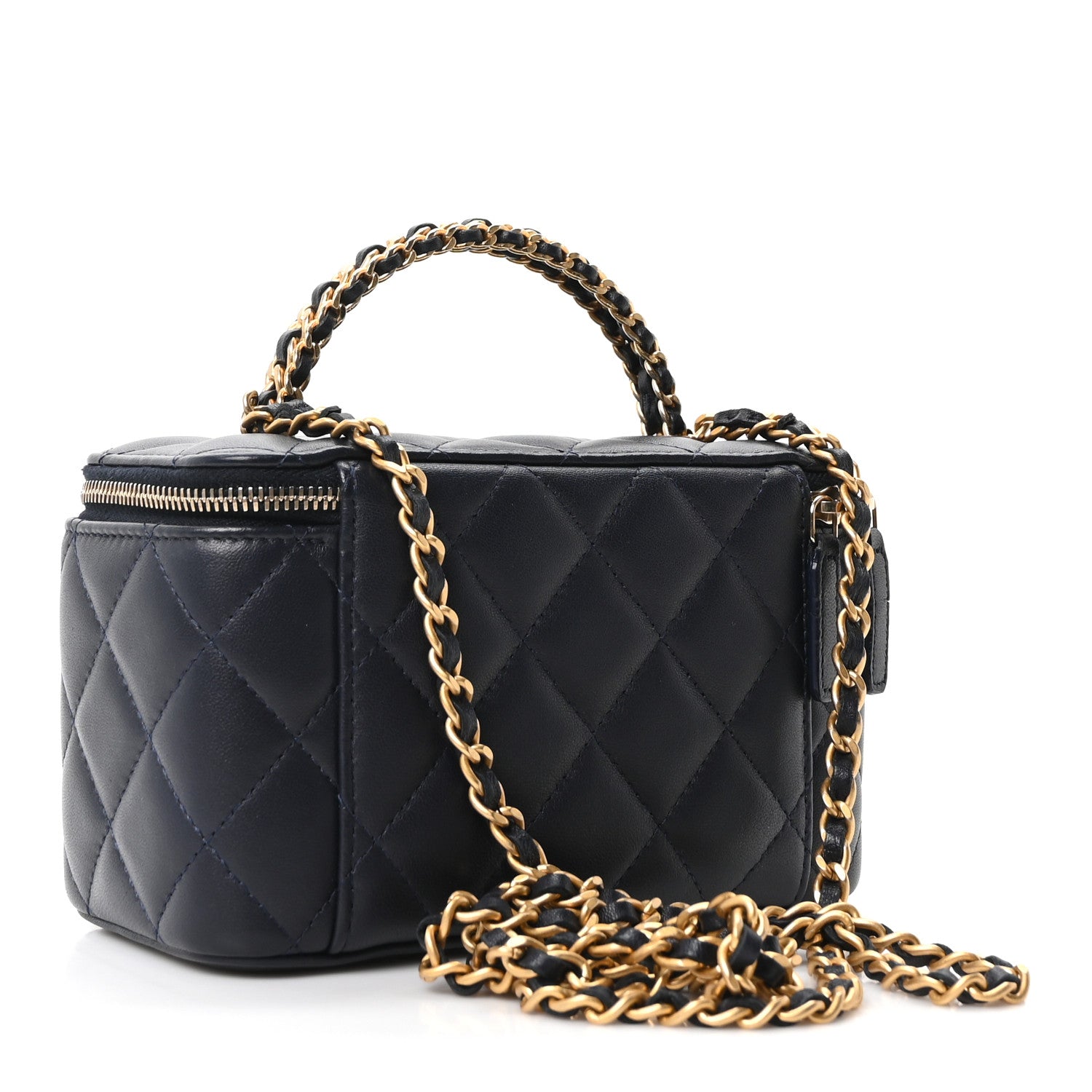Chanel Lambskin Quilted Pick Me Up Vanity Case Navy 3 of 10