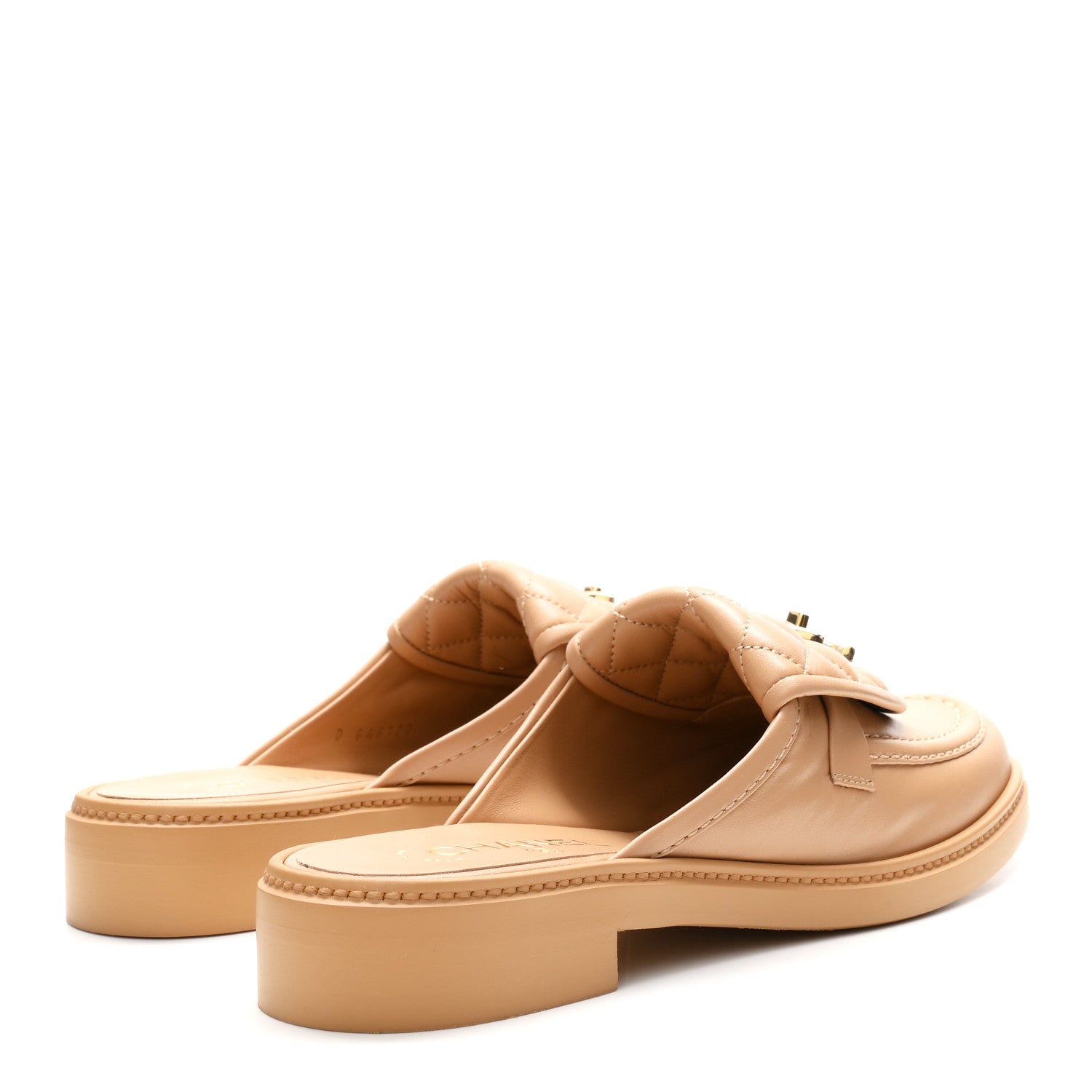 Chanel Lambskin Quilted CC Turnlock Mules 39.5 Light Beige 1890465
