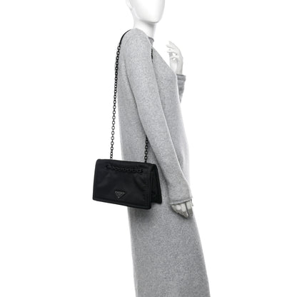 Prada Nylon Tessuto Chain Shoulder Bag Black 2 of 10