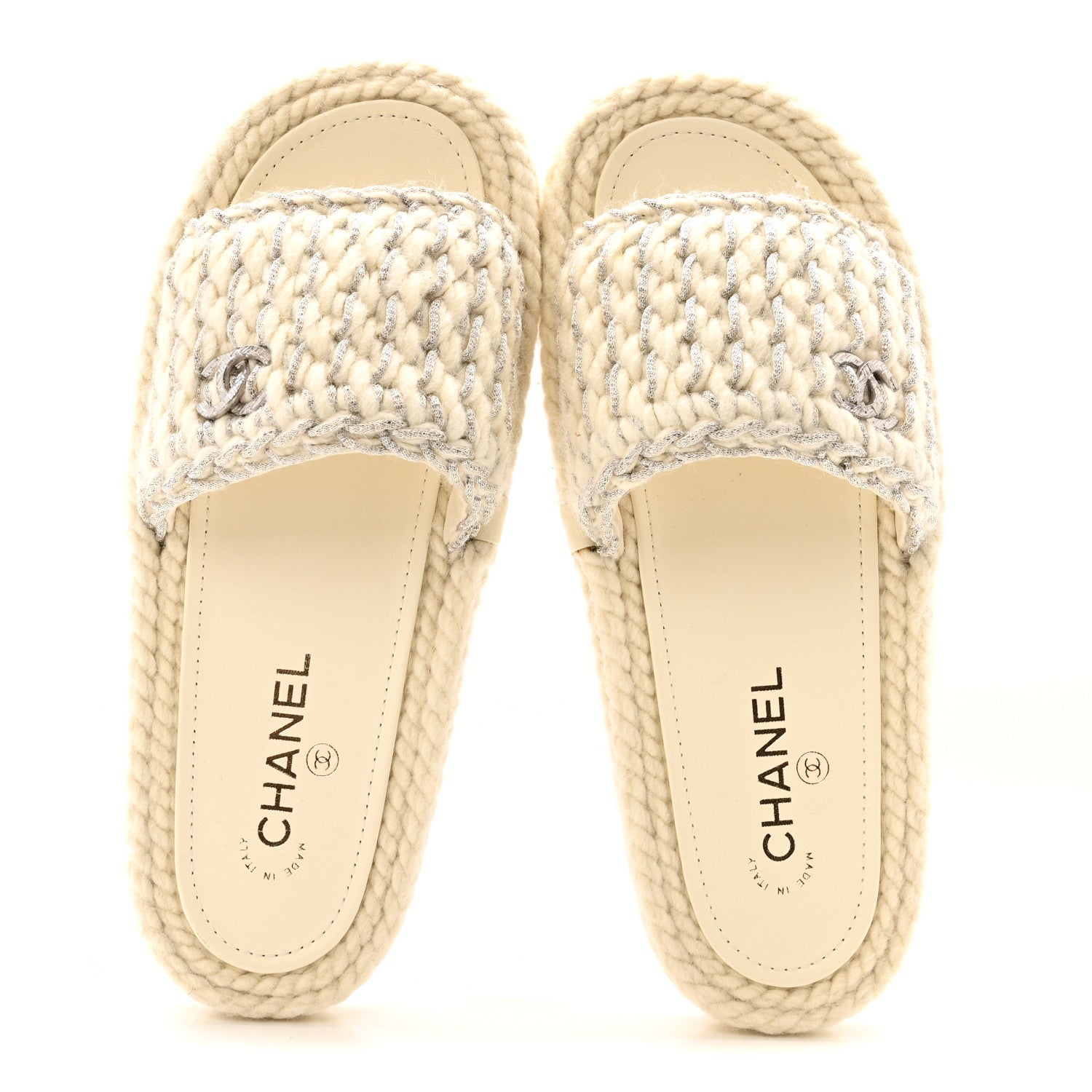 Chanel Braided Knit CC Mules 40 Ecru 1826774 – FASHIONPHILE